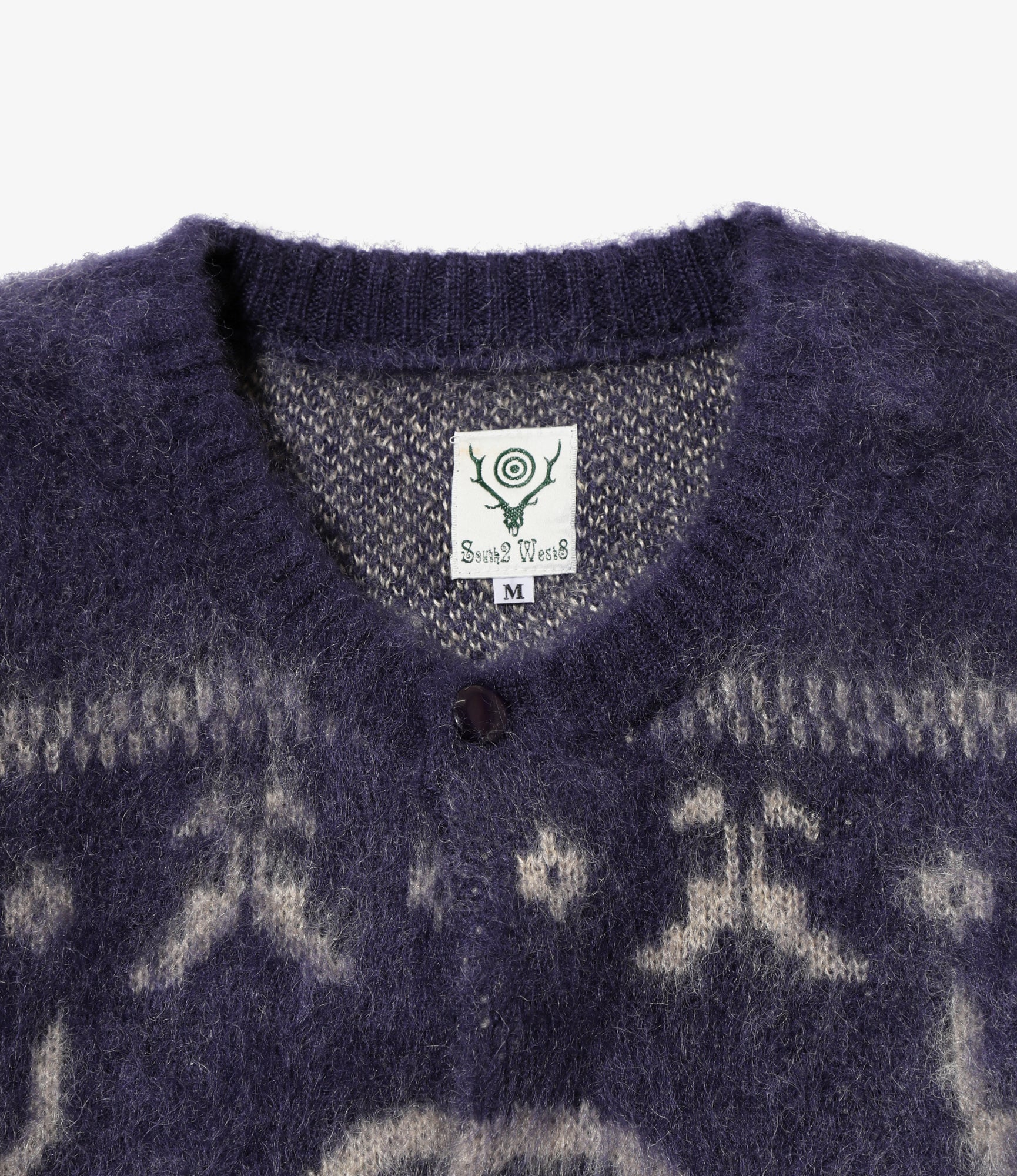 South2 West8 Loose Fit Crew Neck Cardigan - S2W8 Nordic - Purple