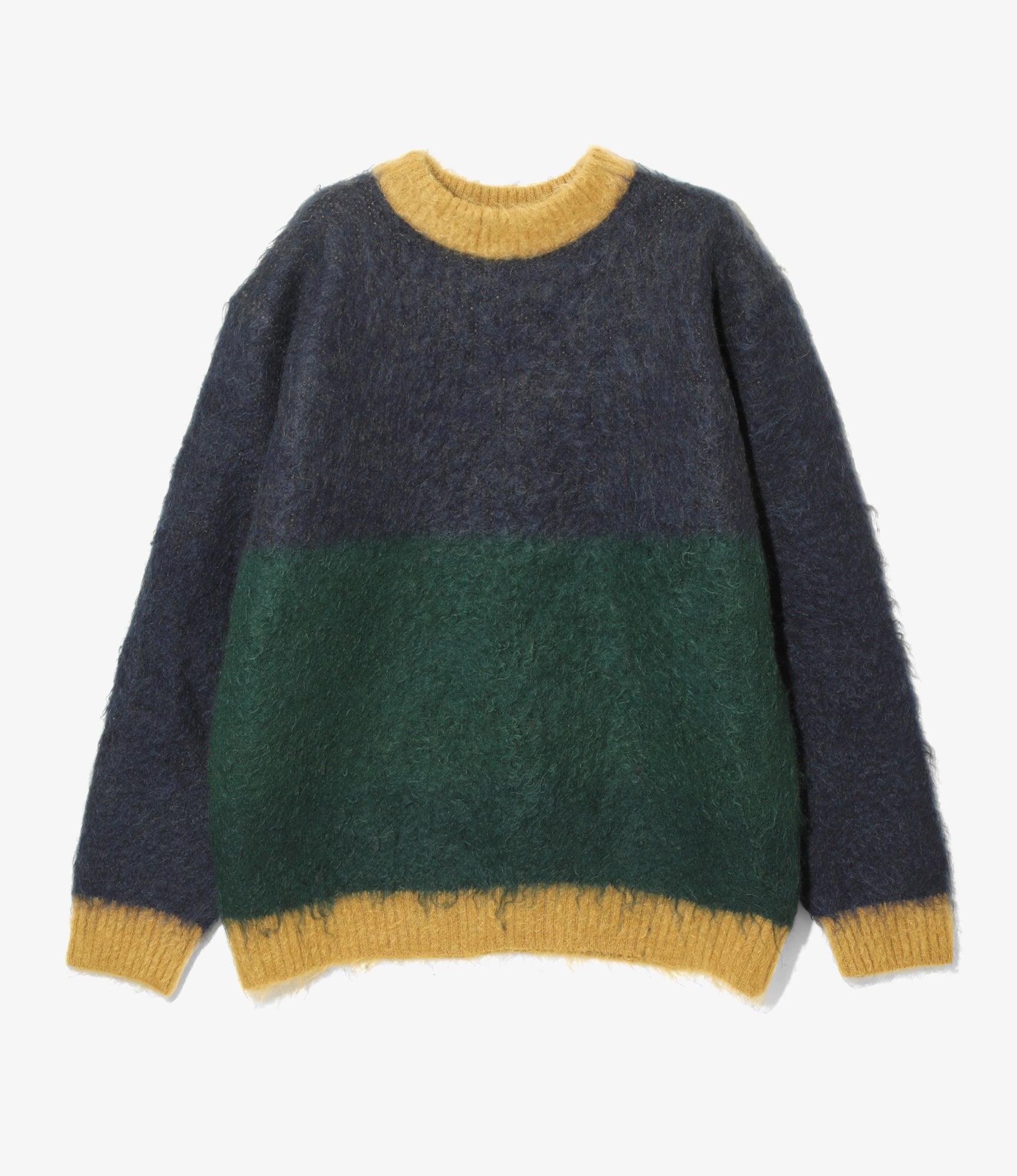 AIE Mohair Mock Neck Sweater - Color Panel - Navy/Green