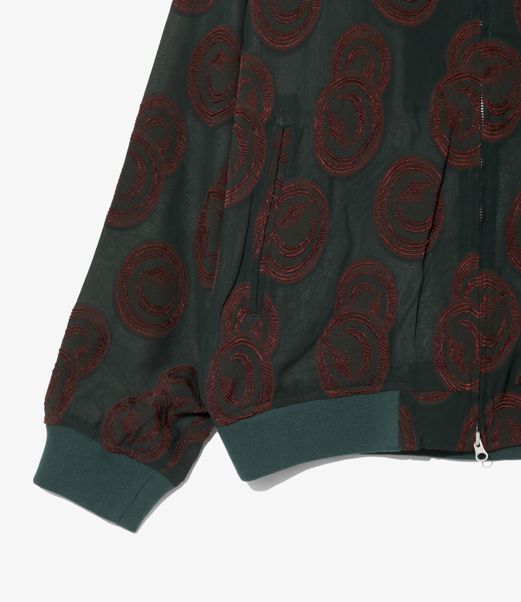 BB Jacket – Green/Bordeaux Ring Cut Jacquard Rayon