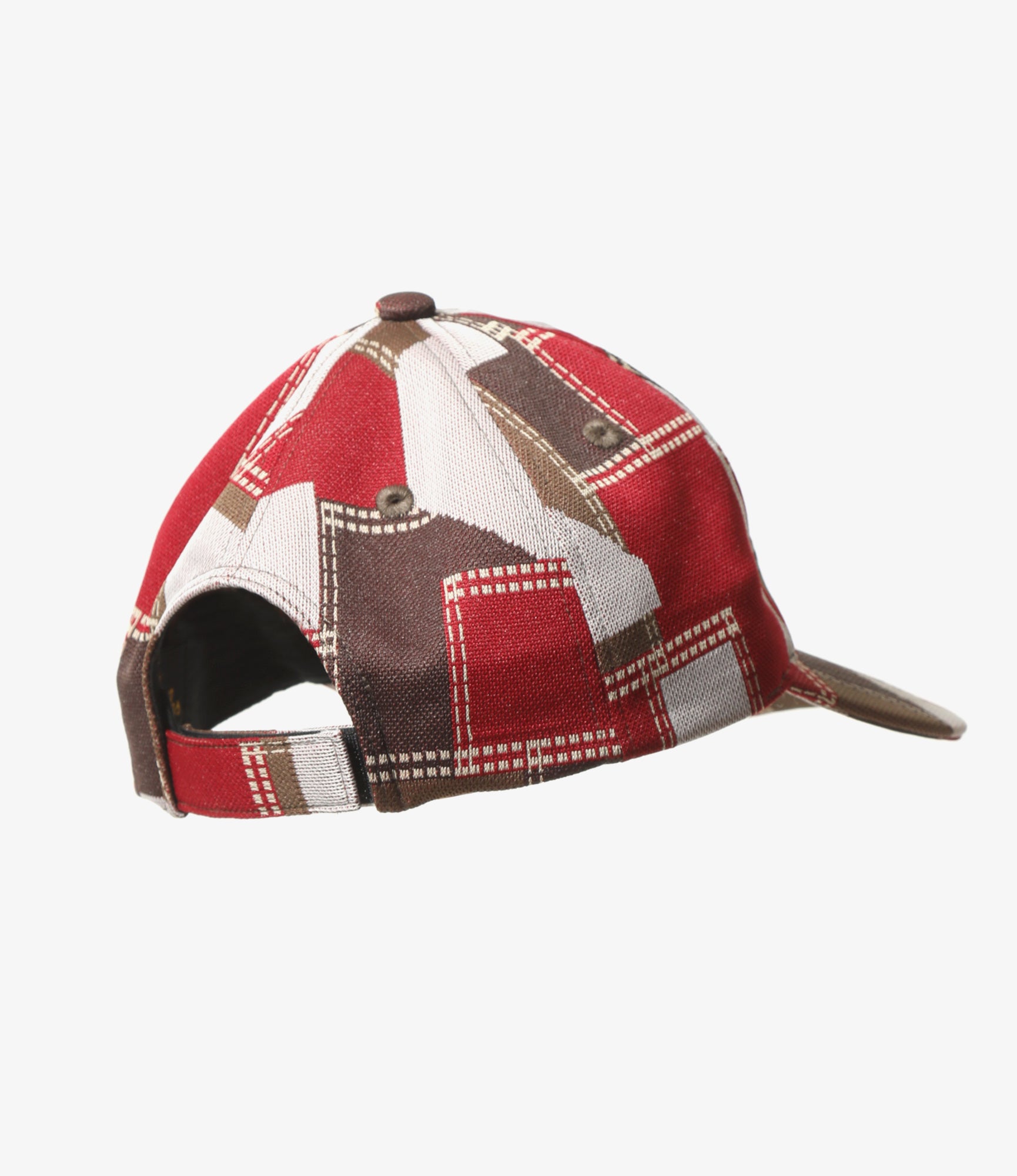 Baseball Cap – Red Patchwork Jacquard
