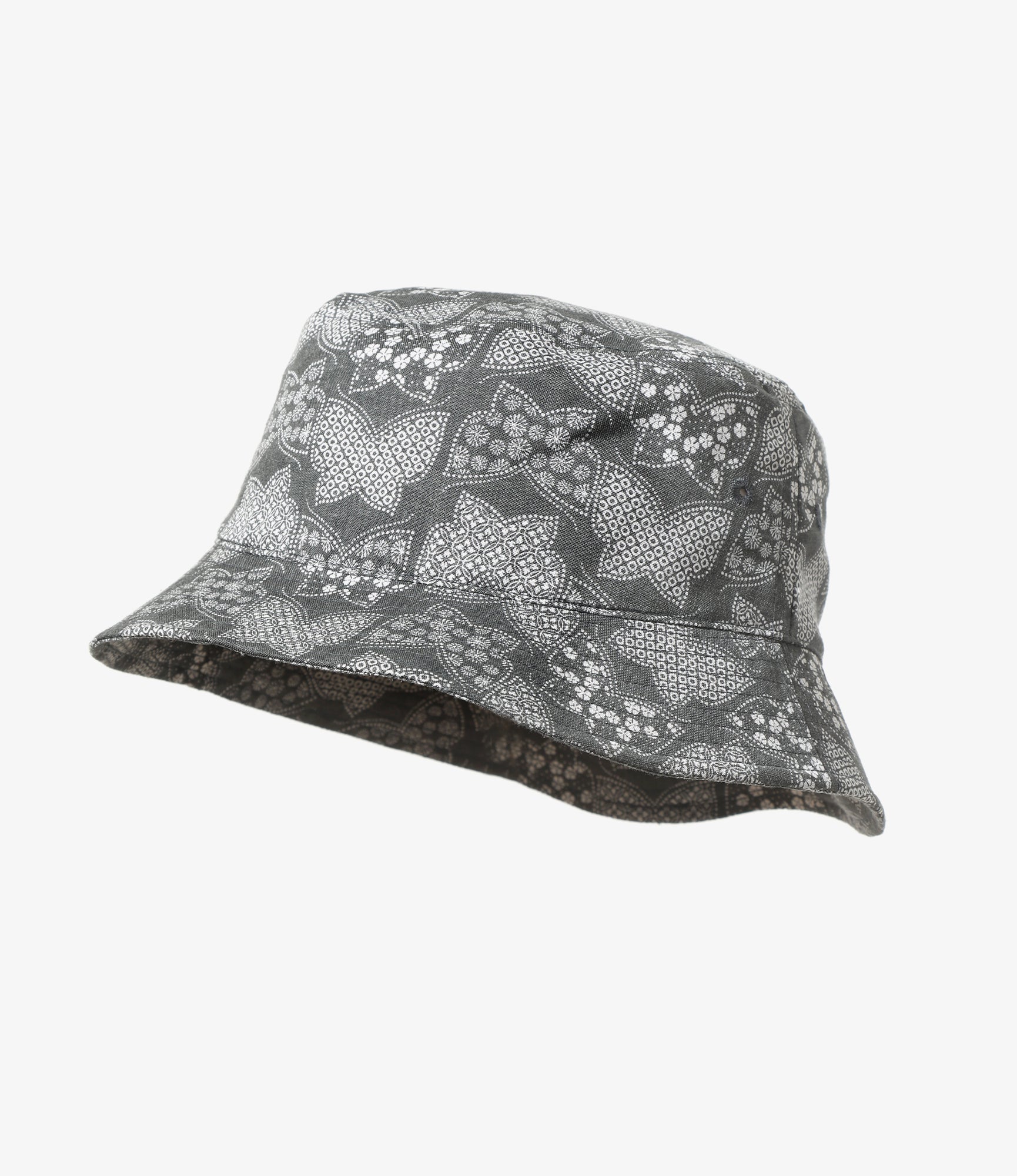 Bucket Hat – Charcoal Papillon Komon Print
