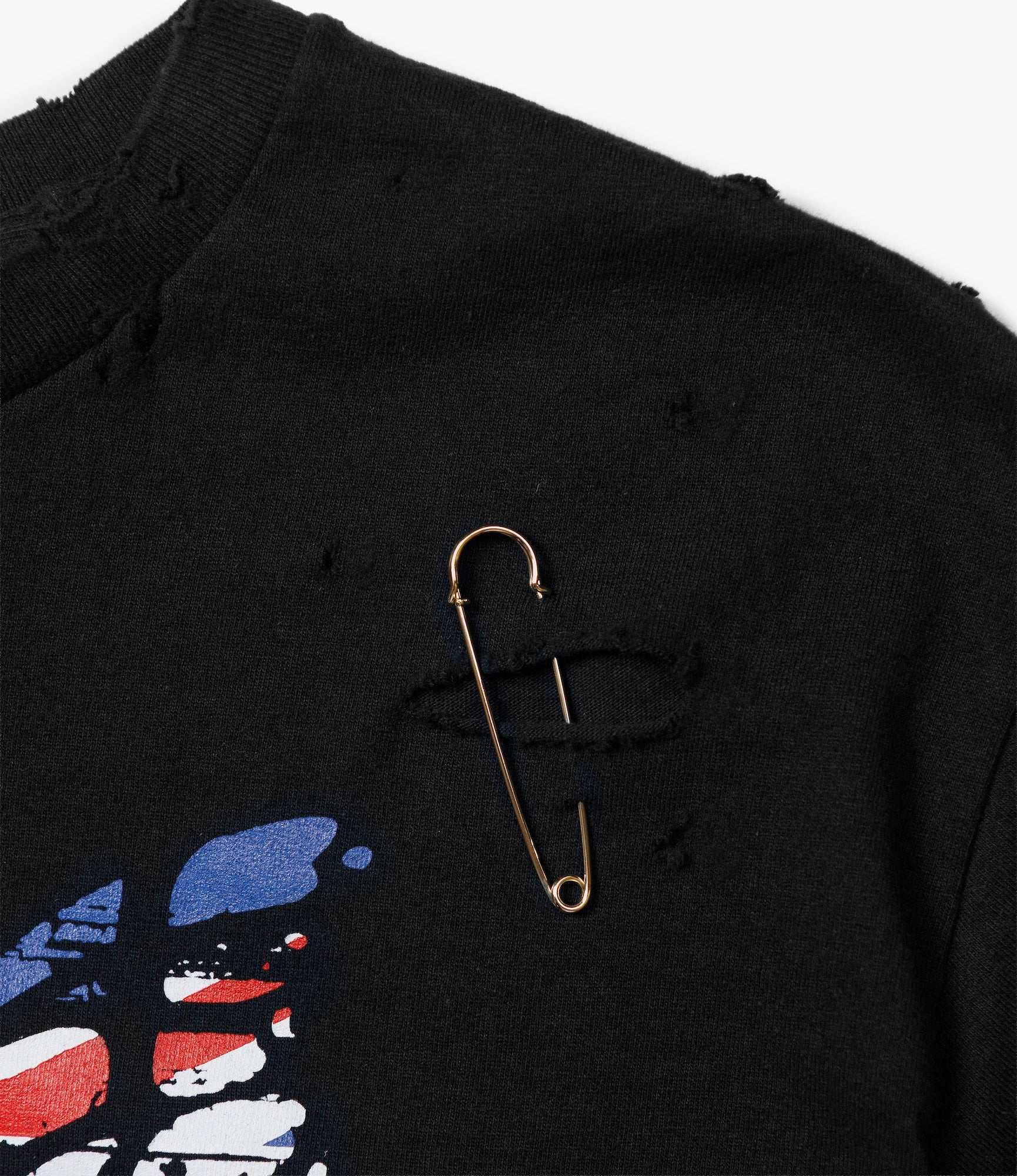 Deconstructed Pin T-Shirt – Black 'UK Papillon' Print