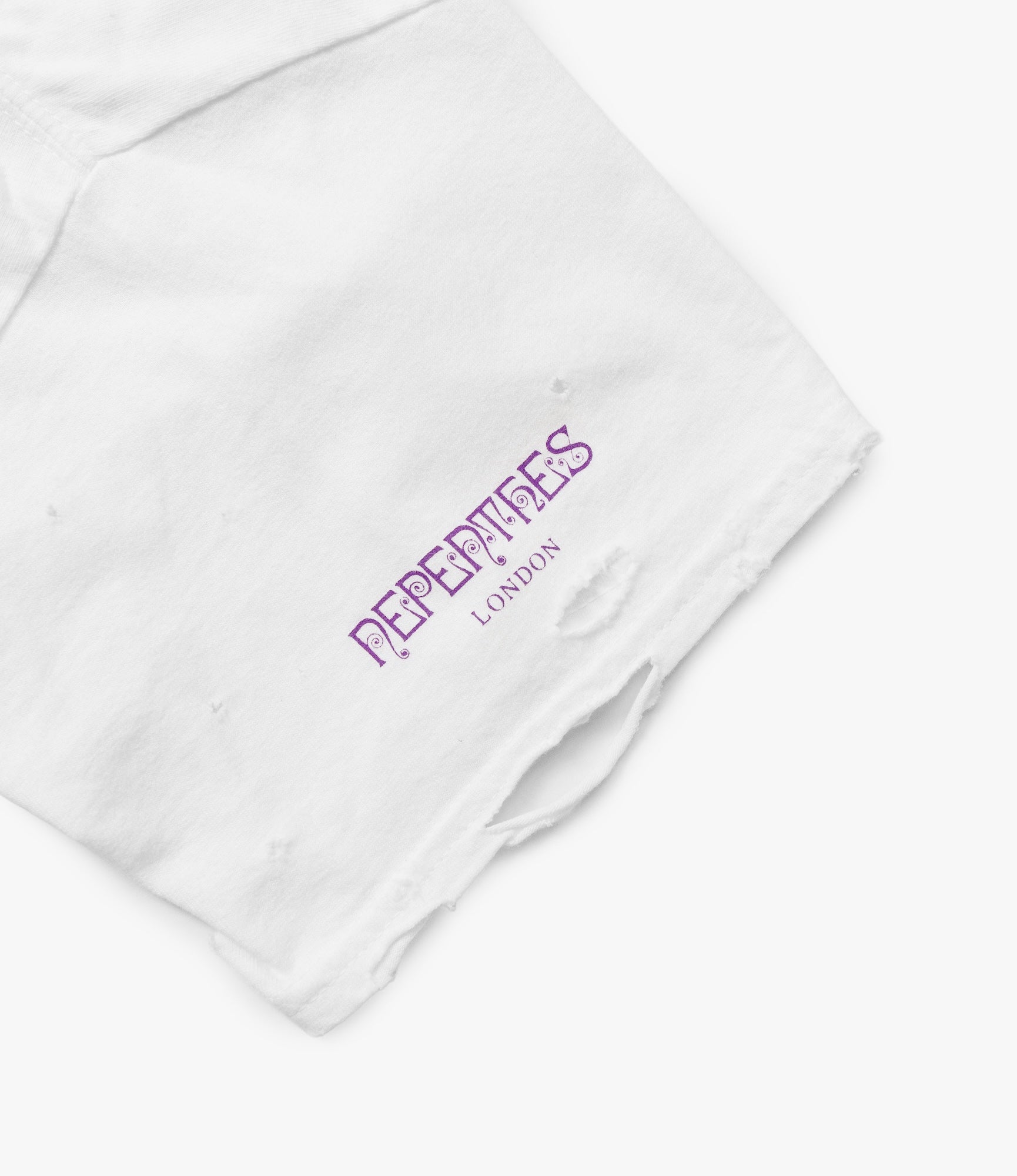 Deconstructed Pin T-Shirt – White 'UK Papillon' Print
