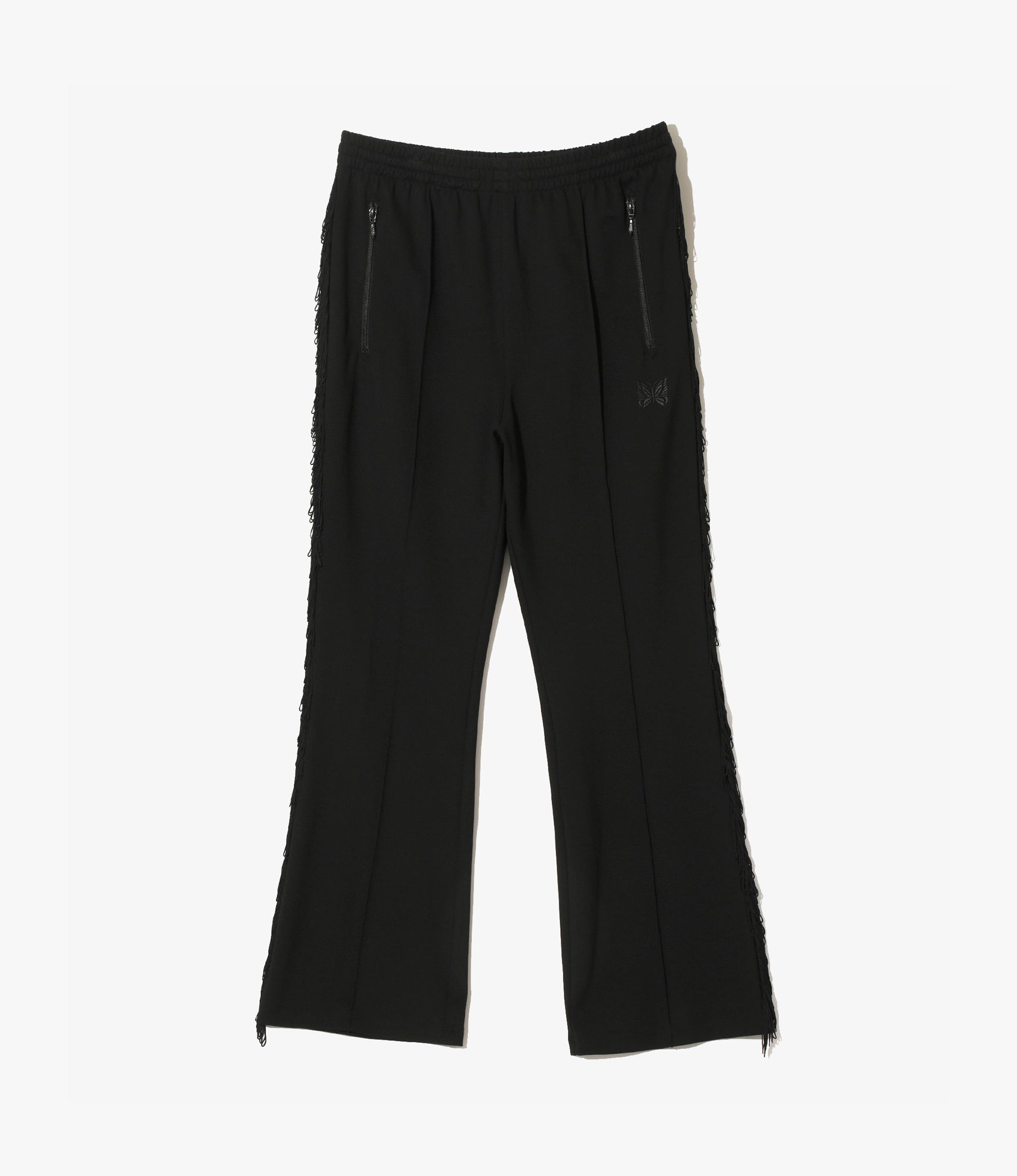 Fringe Boot-Cut Track Pant – Black Rayon Jersey