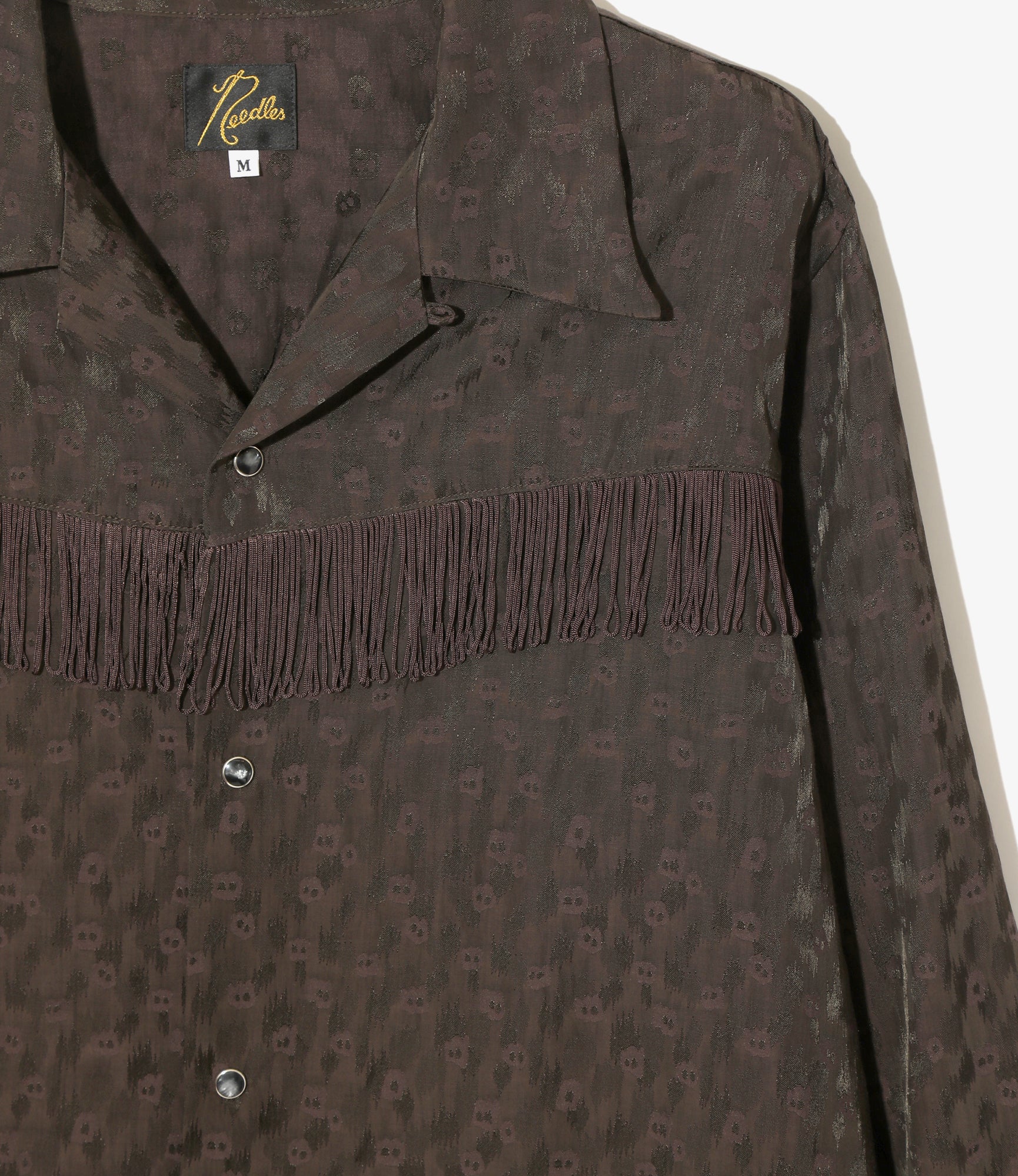 Fringe Shirt – Brown Leopard Jacquard Rayon