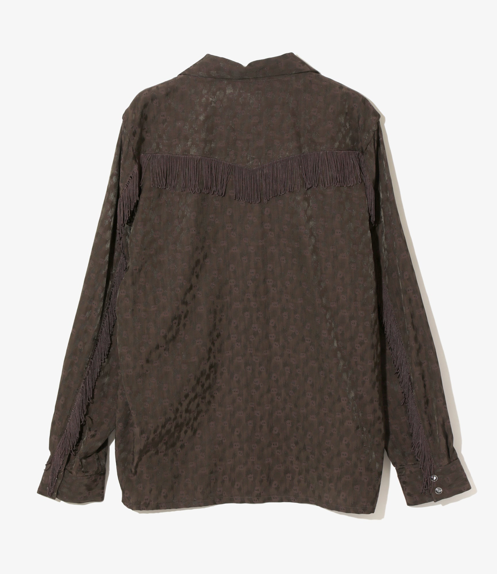 Fringe Shirt – Brown Leopard Jacquard Rayon