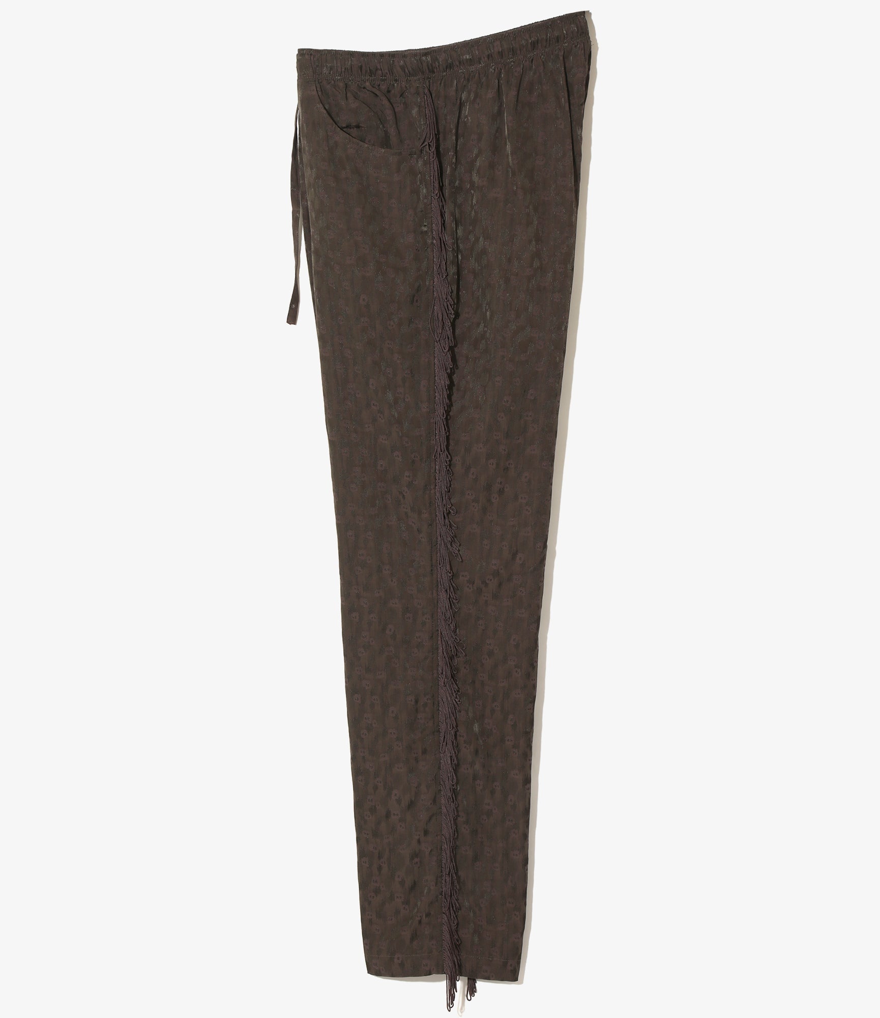 Fringe String Pant – Brown Leopard Jacquard Rayon