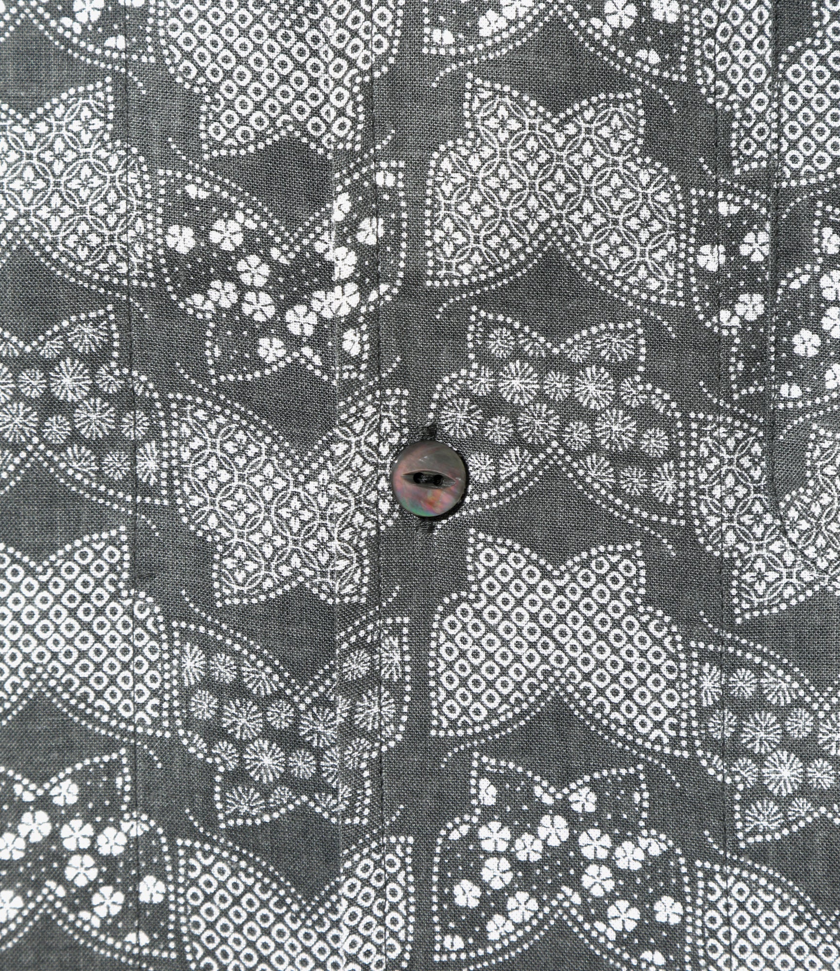 Italian Collar Short Sleeve Shirt – Charcoal Papillon Komon Print