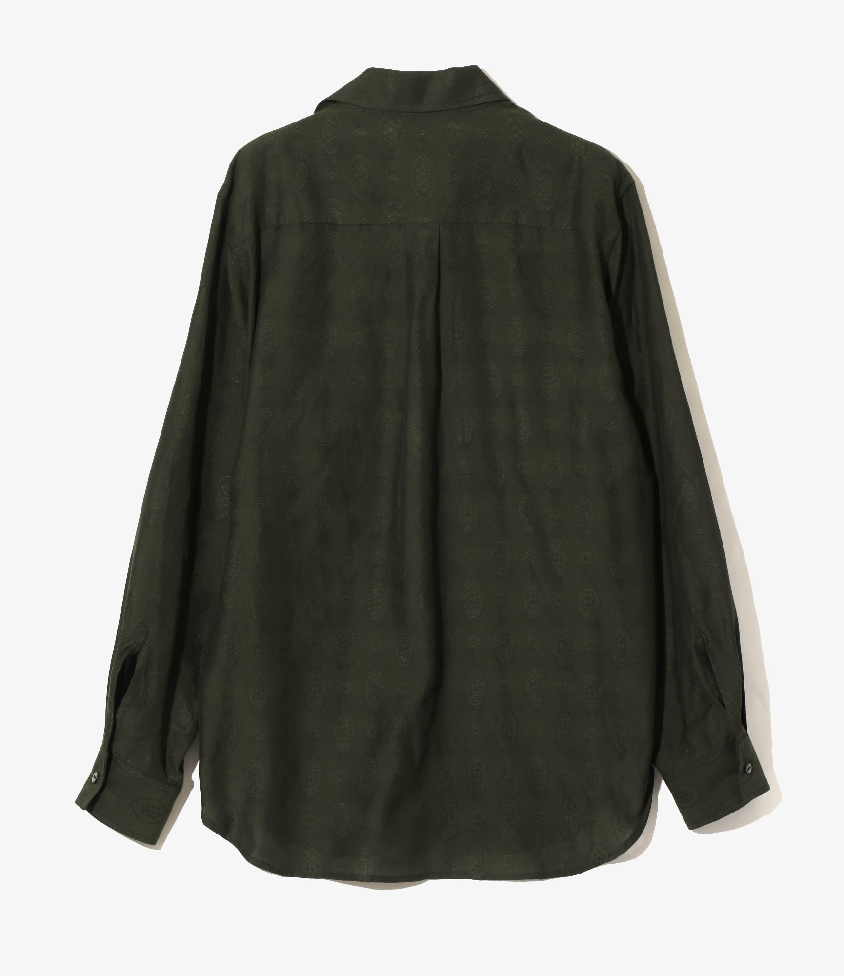 Italian Collar Shirt – Dark Green Fine Pattern Jacquard