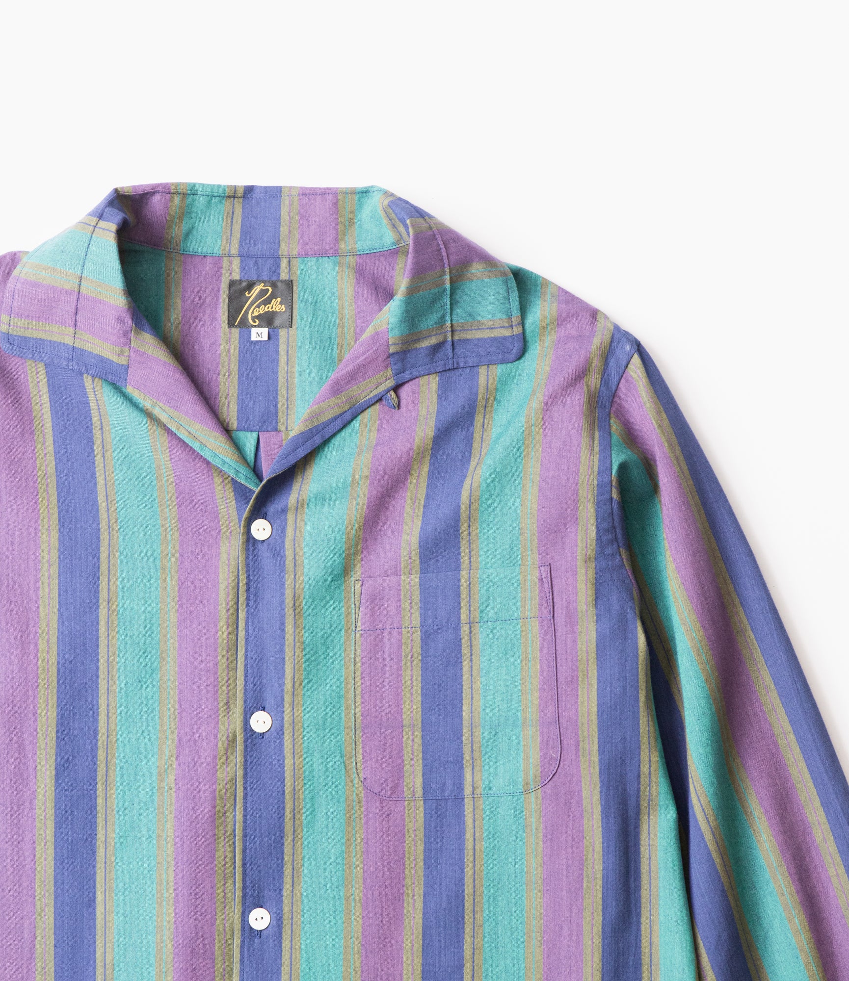 Italian Collar Shirt – Green Stripe Cotton Lawn