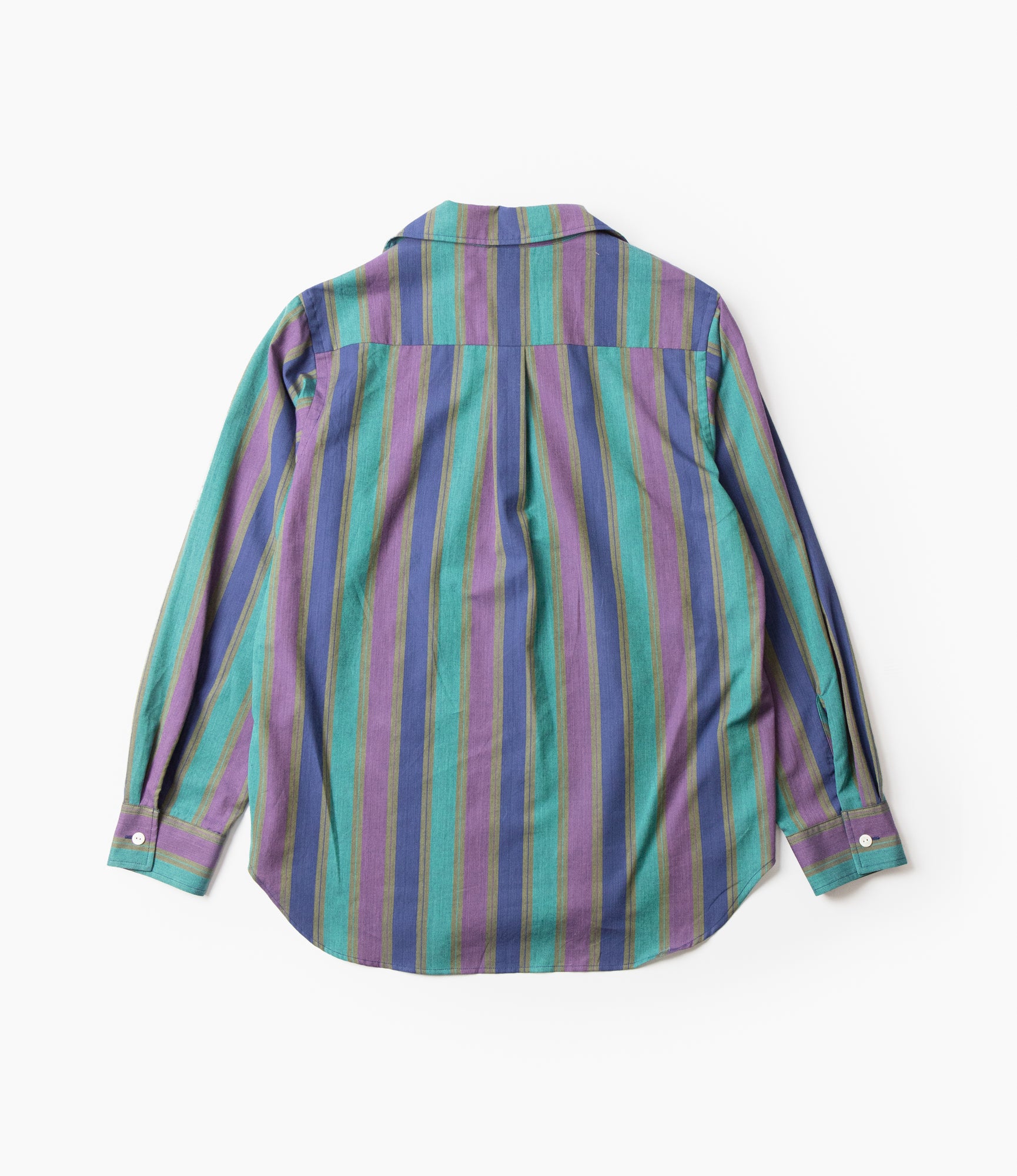 Italian Collar Shirt – Green Stripe Cotton Lawn