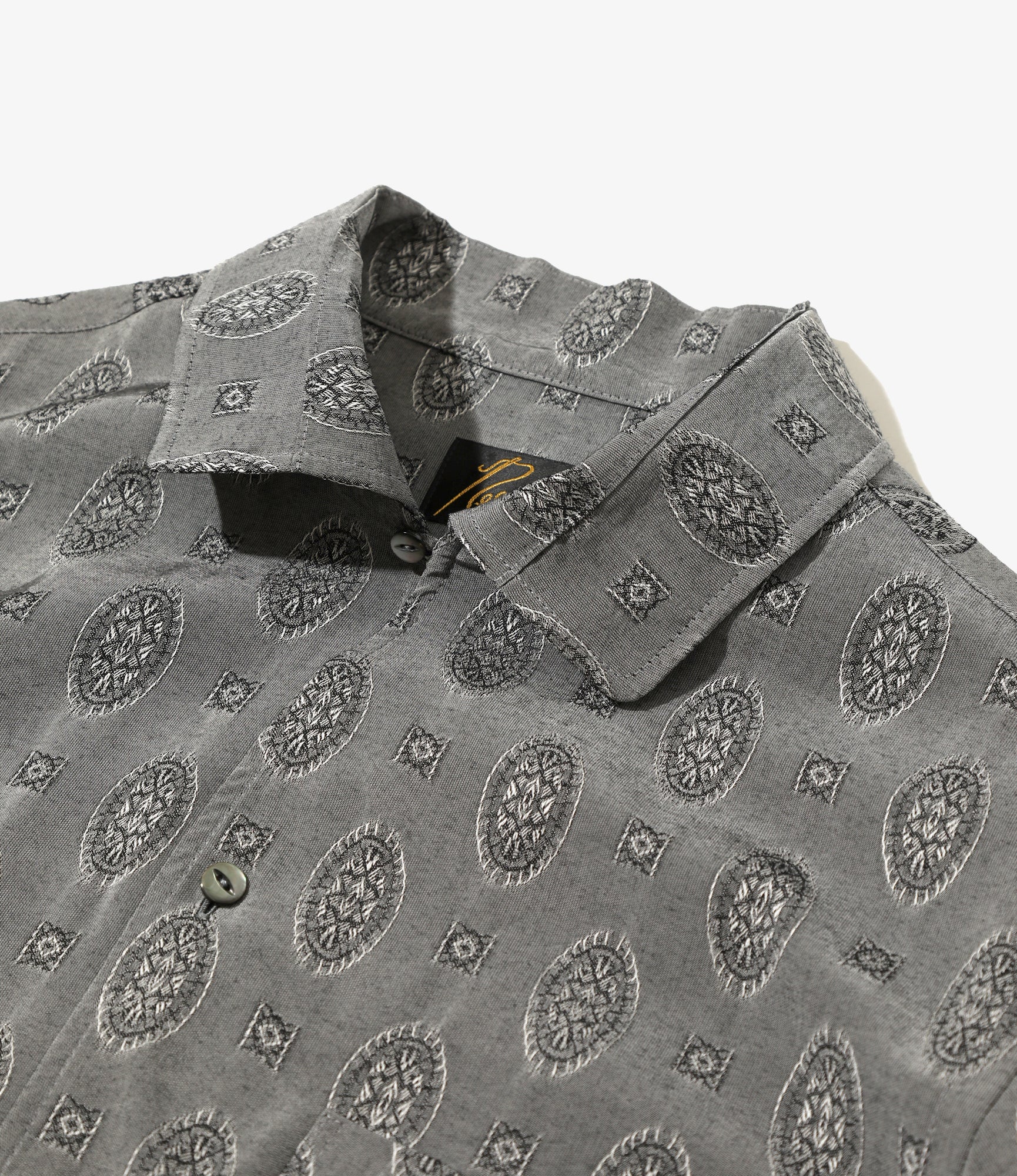 Italian Collar Shirt – Grey Fine Pattern Jacquard