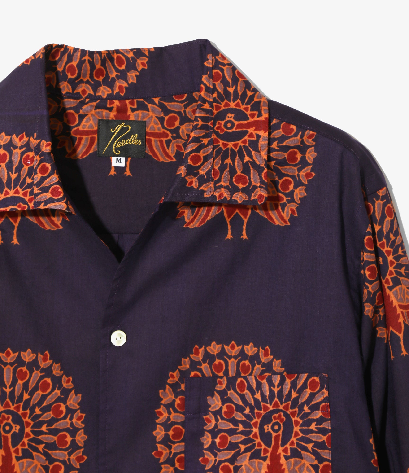 Italian Collar Shirt – Peacock Printed Cotton Lawn