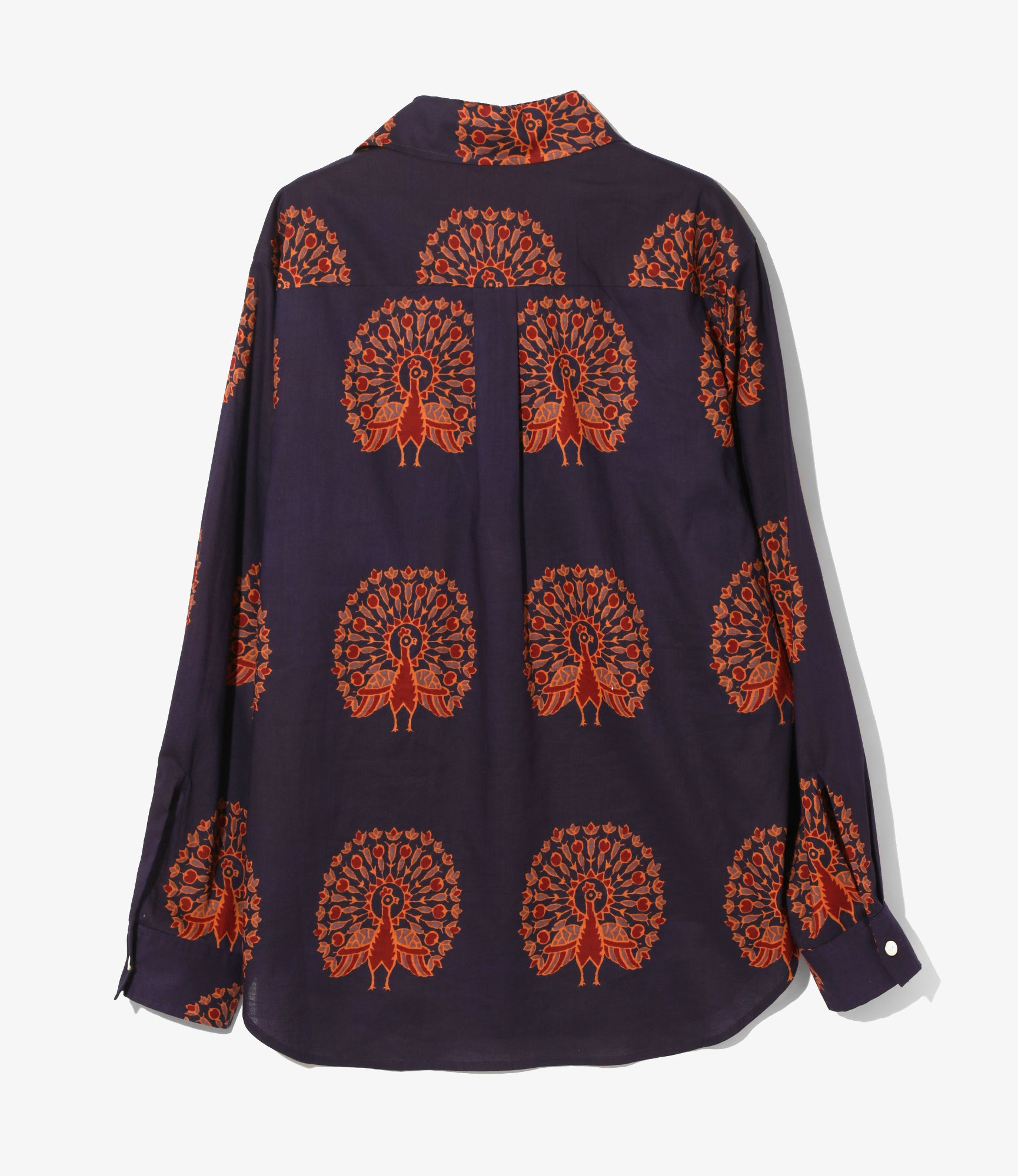 Italian Collar Shirt – Peacock Printed Cotton Lawn