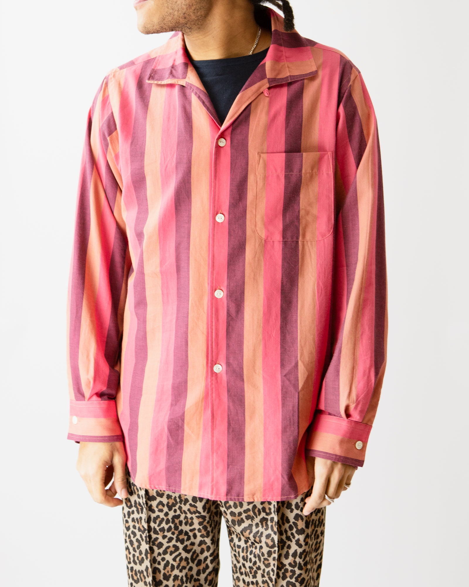 Italian Collar Shirt – Pink Stripe Cotton Lawn