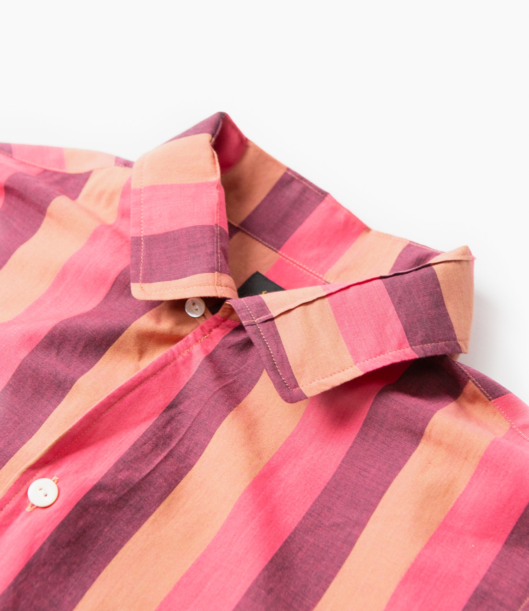 Italian Collar Shirt – Pink Stripe Cotton Lawn