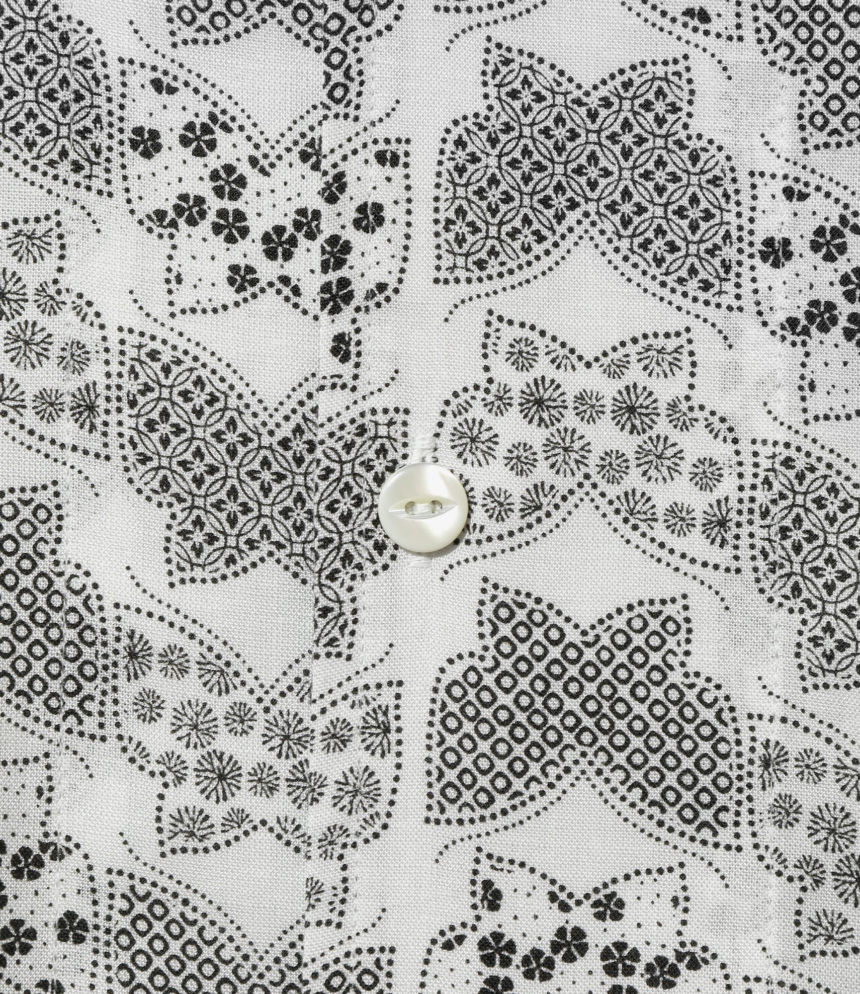 Italian Collar Short Sleeve Shirt – White Papillon Komon Print