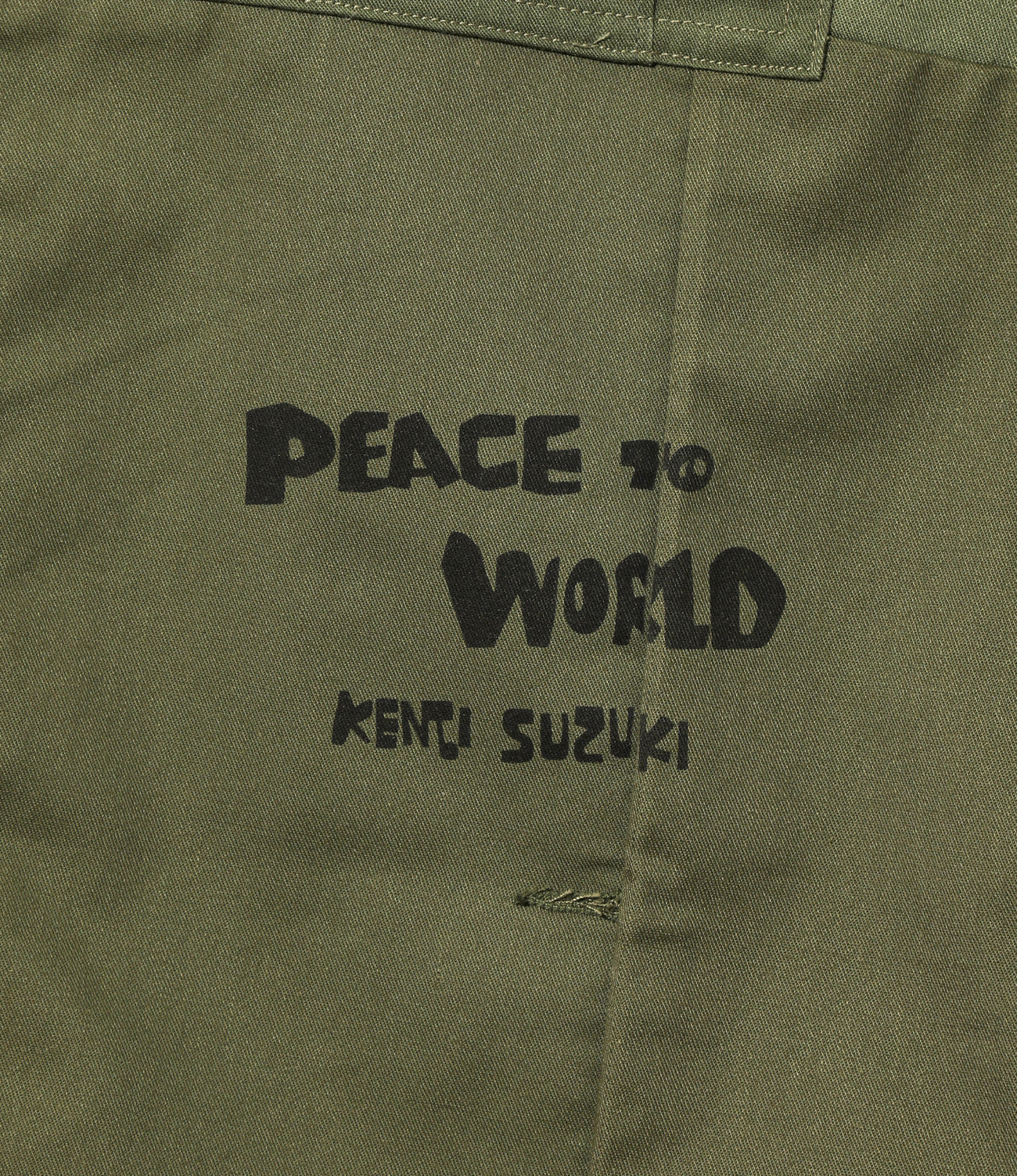 Fatigue Pant – Olive 'Peace to World' Slogan