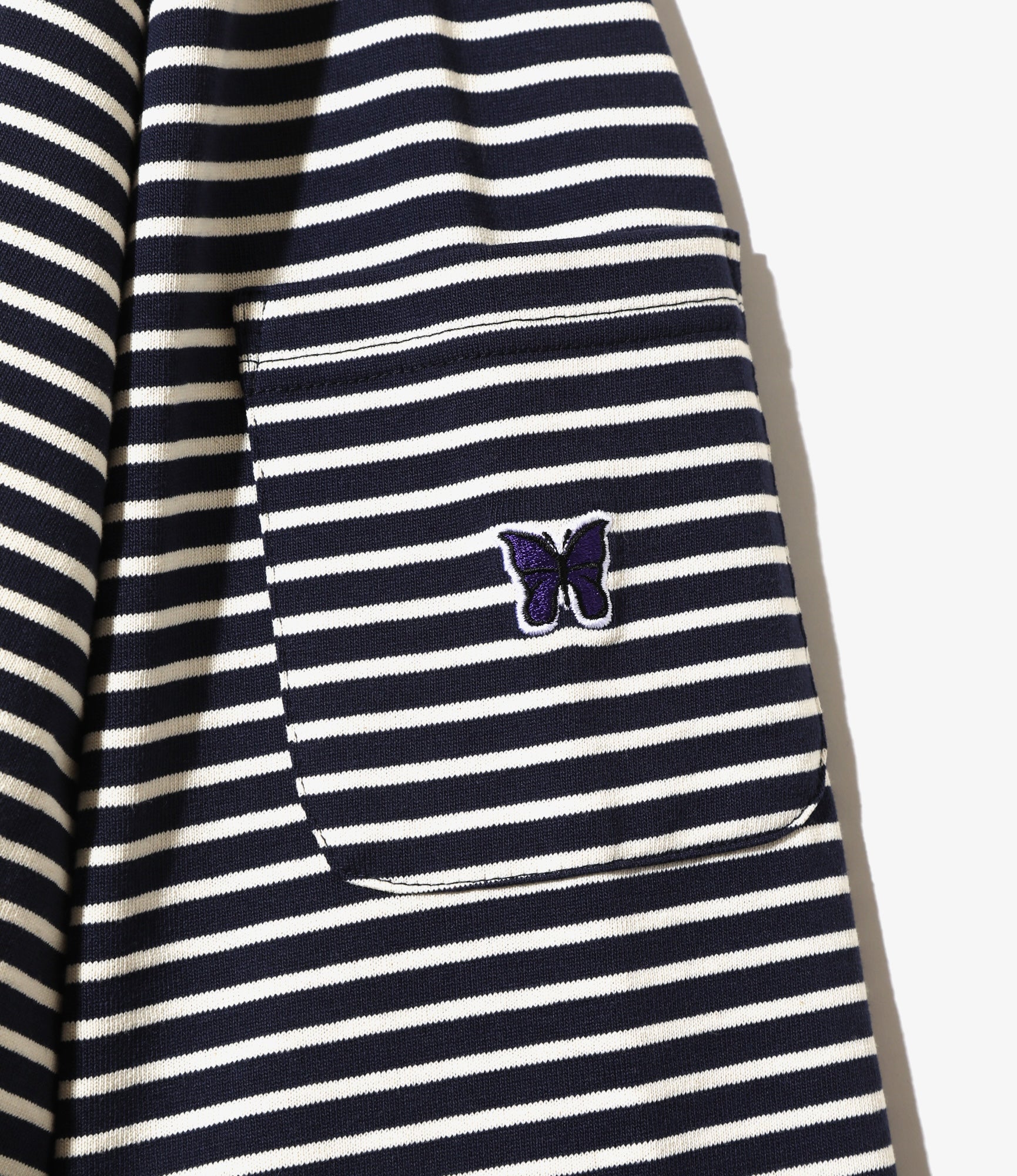 Crew Neck Long Sleeve T-Shirt – Navy/White Stripe