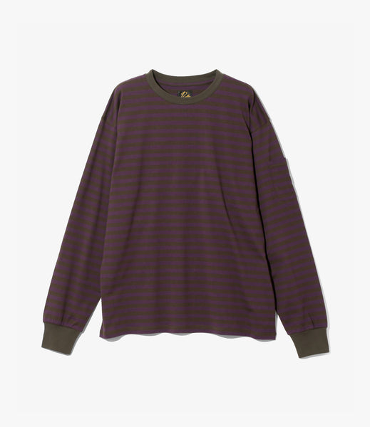 送料無料 ギフト | Purple/Charcoal – T-Shirt Neck Crew LS Needles Nepenthes | トップス