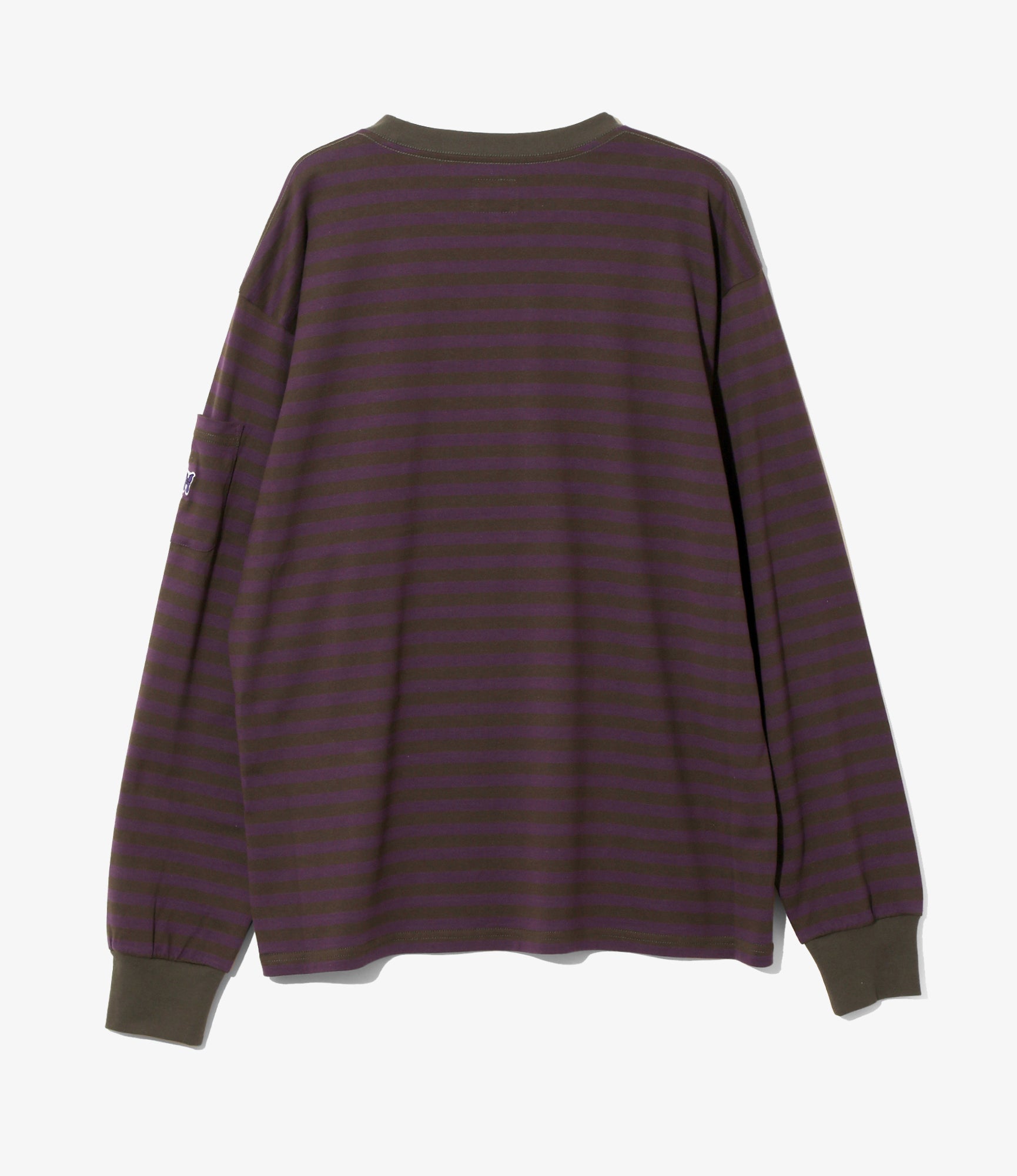 Long Sleeve Crew Neck T-Shirt – Purple/Charcoal Stripe