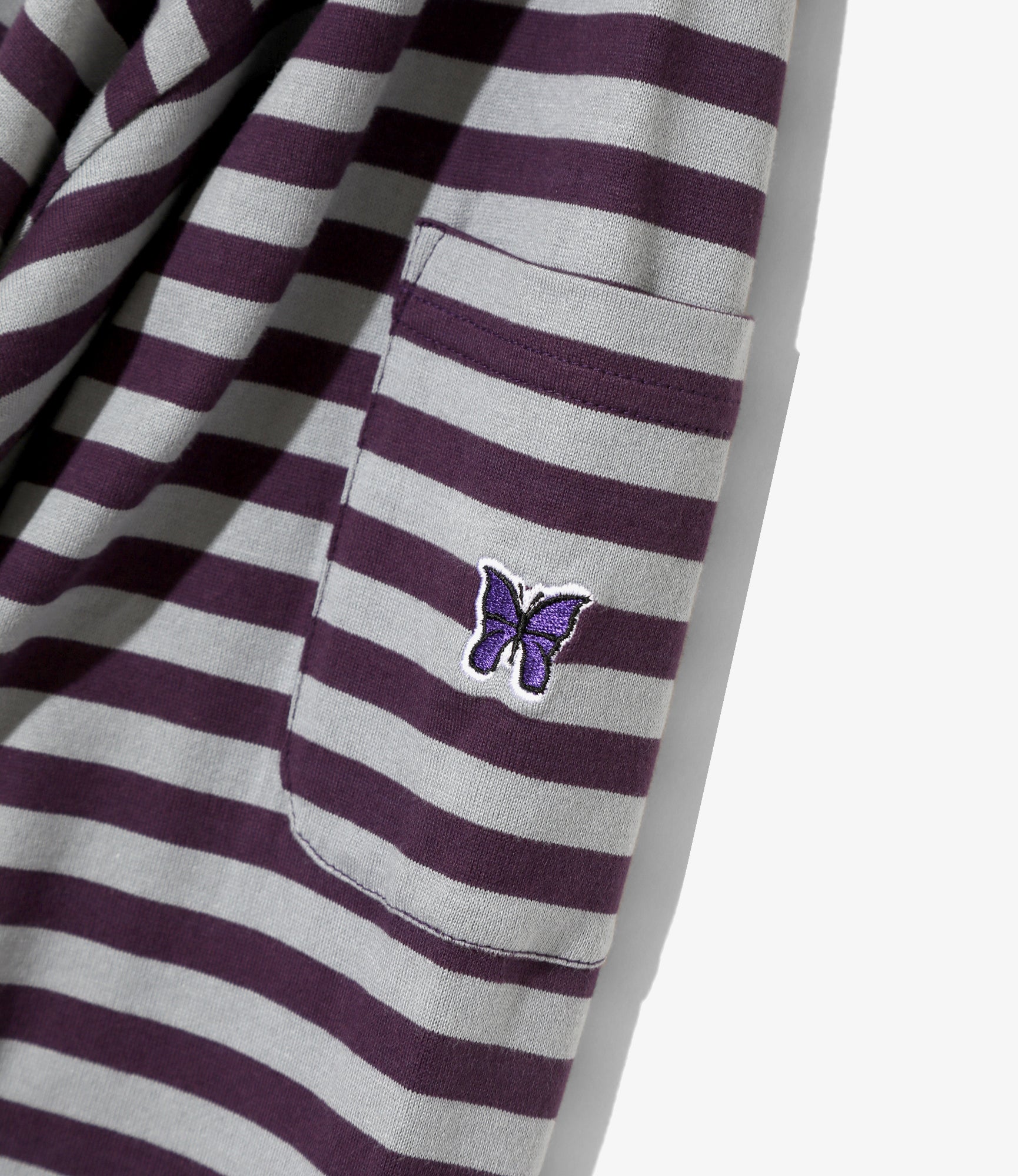 Long Sleeve Crew Neck T-Shirt – Purple/Sax Blue Stripe