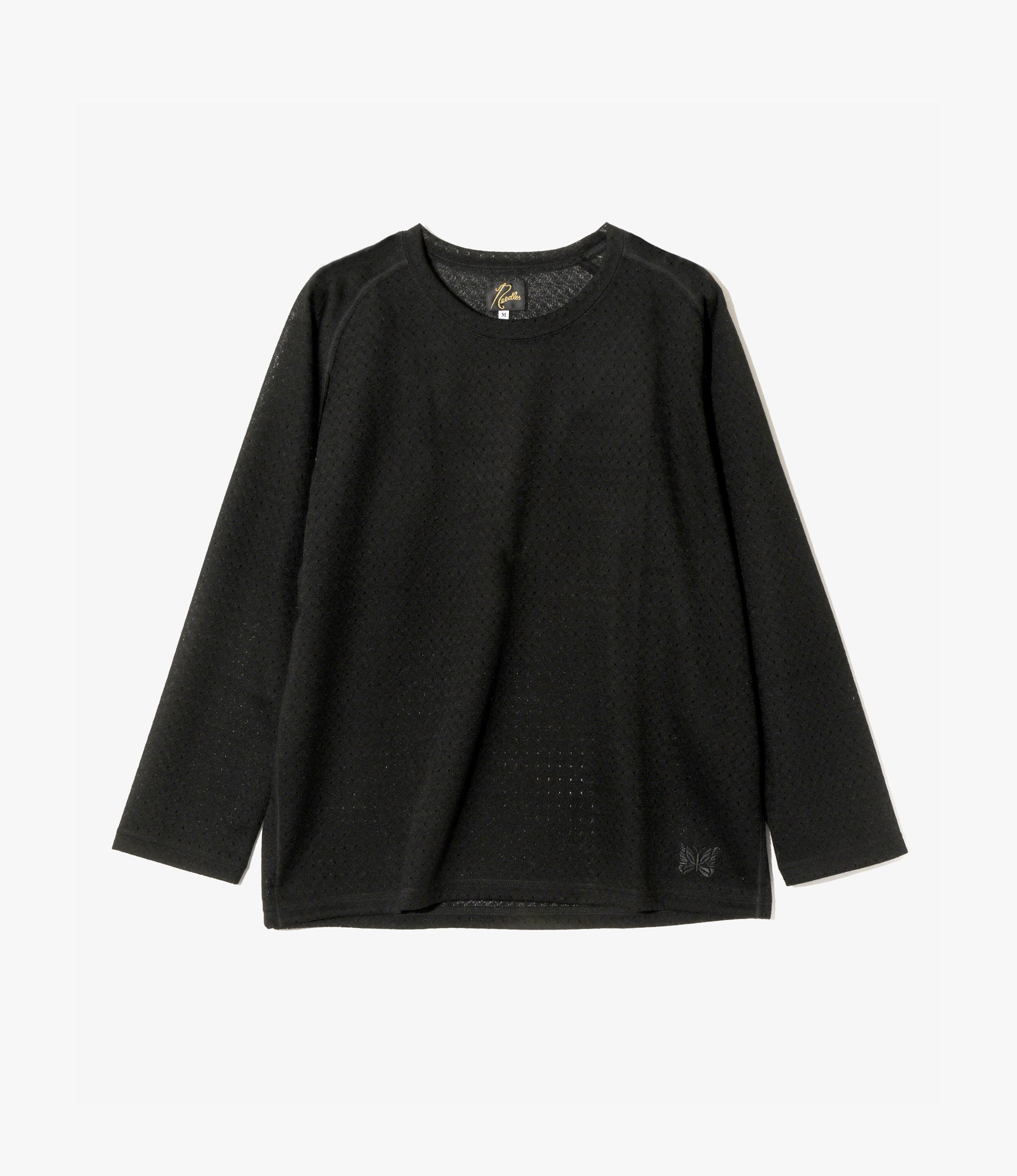 Long Sleeve U-Neck T-Shirt – Black Grid Russell