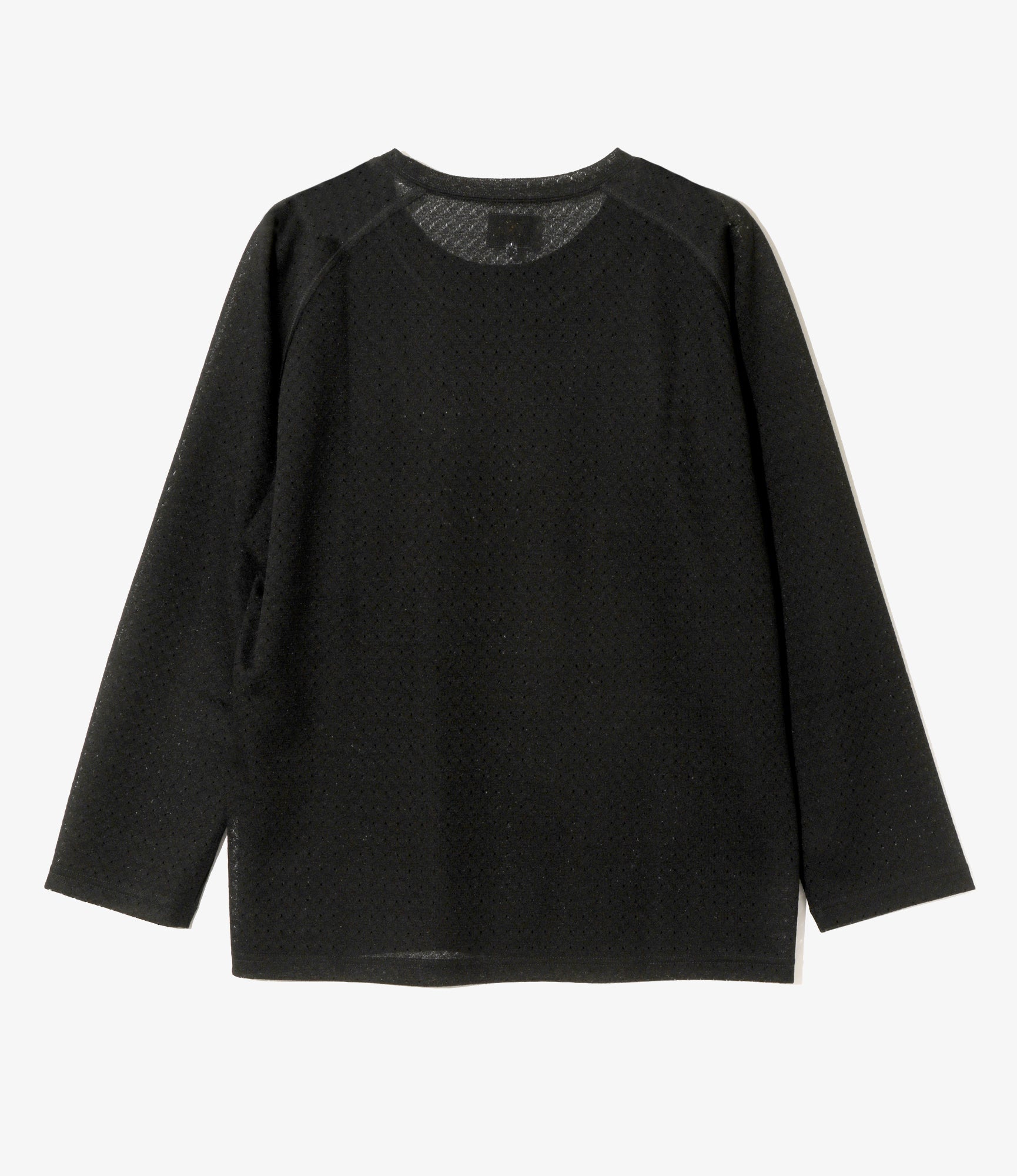 Long Sleeve U-Neck T-Shirt – Black Grid Russell