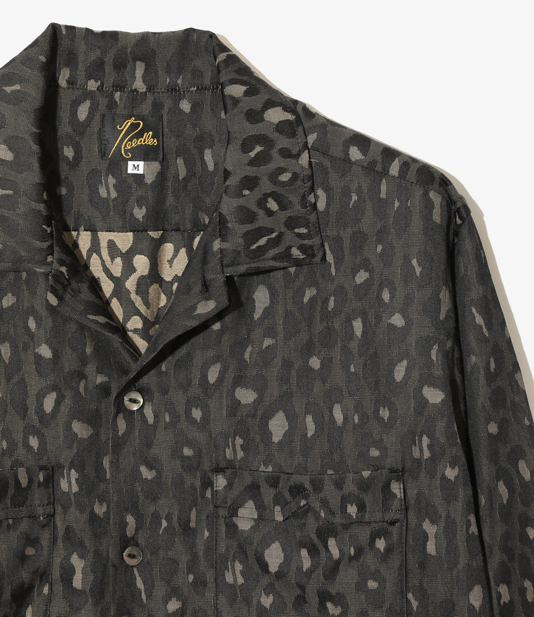 One-Up Shirt – Black Leopard Print Jacquard Cloth