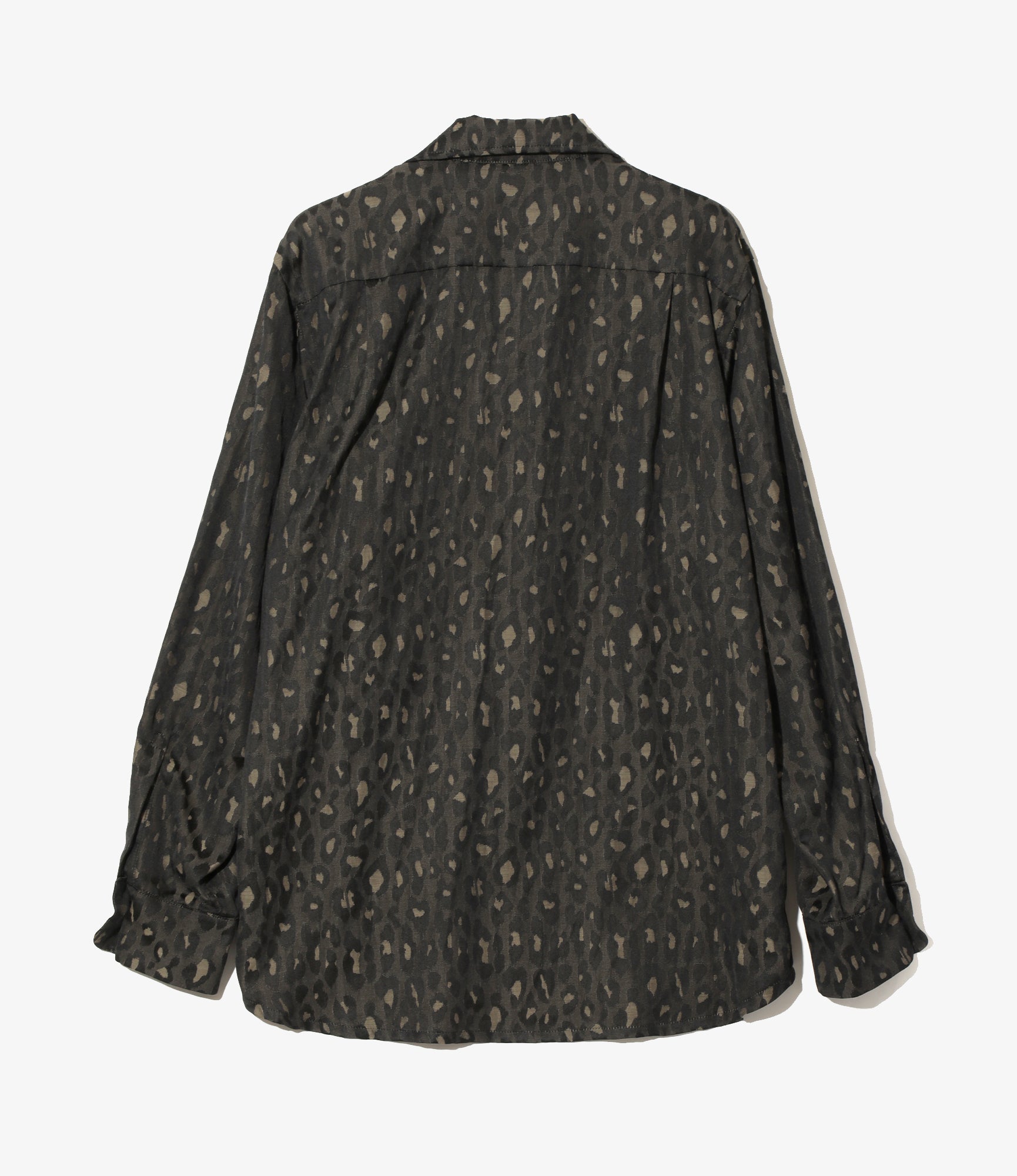 One-Up Shirt – Black Leopard Print Jacquard Cloth