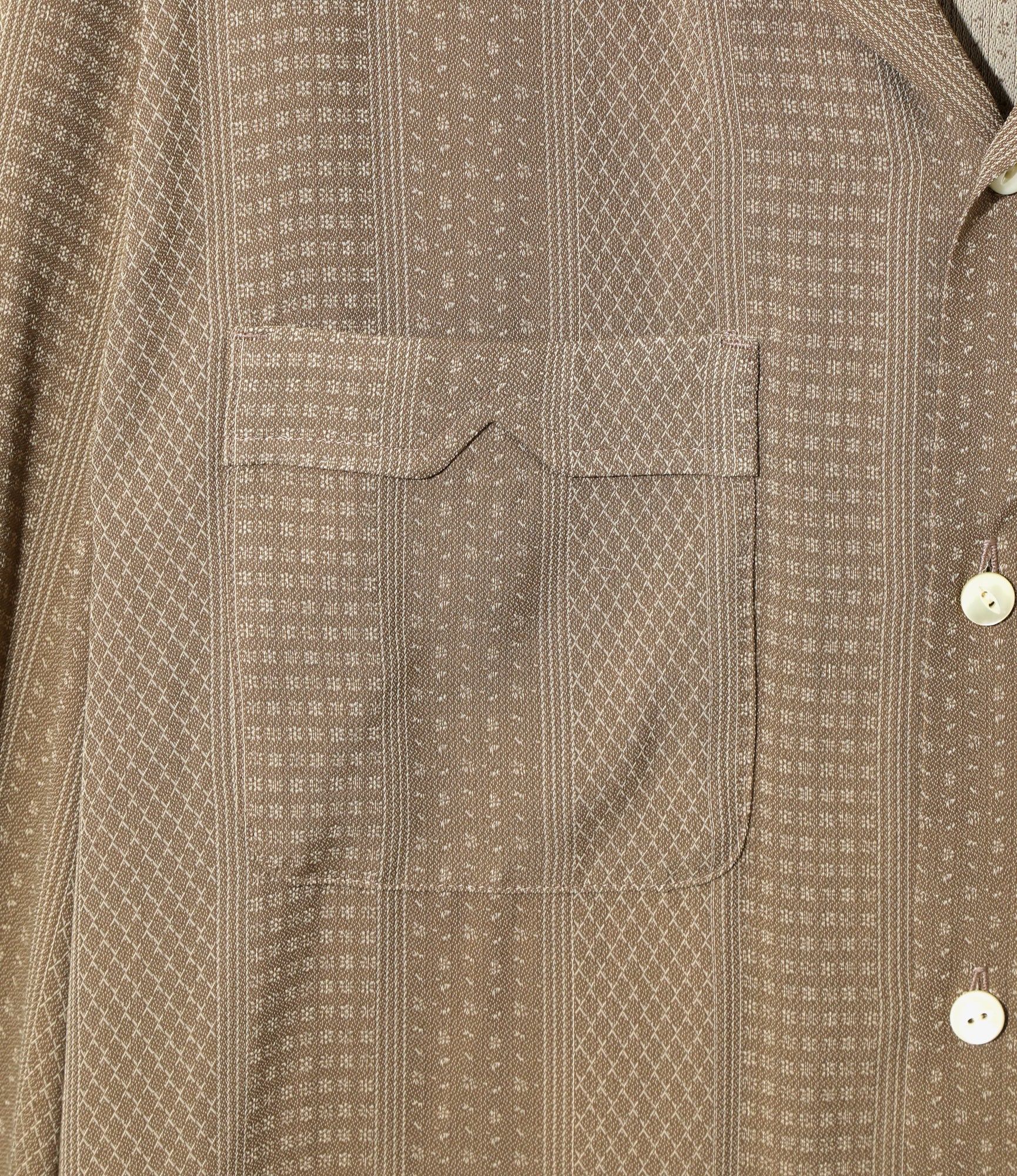 Open Collar Shirt – Brown Foulard Stripe Jacquard