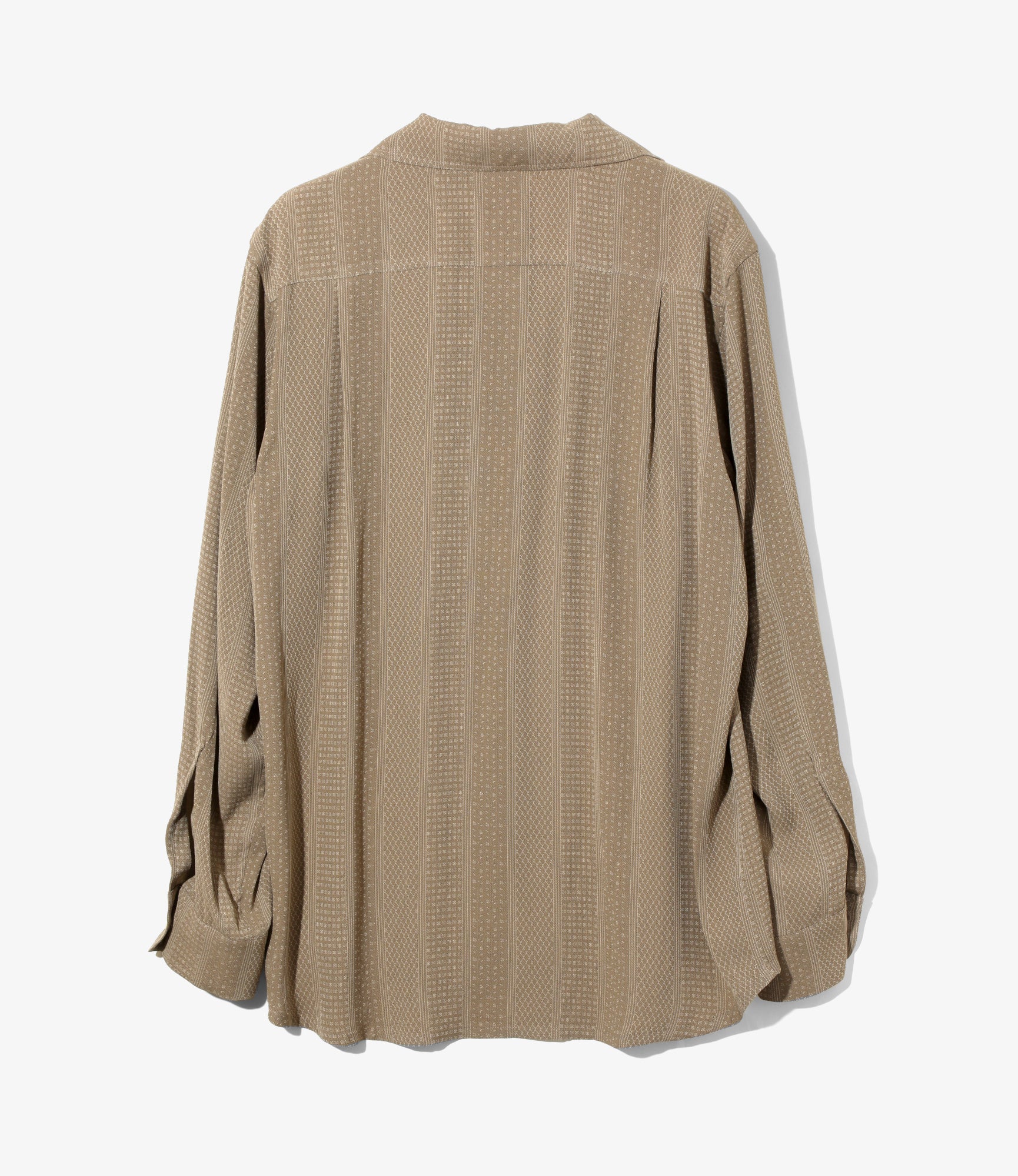 Open Collar Shirt – Brown Foulard Stripe Jacquard