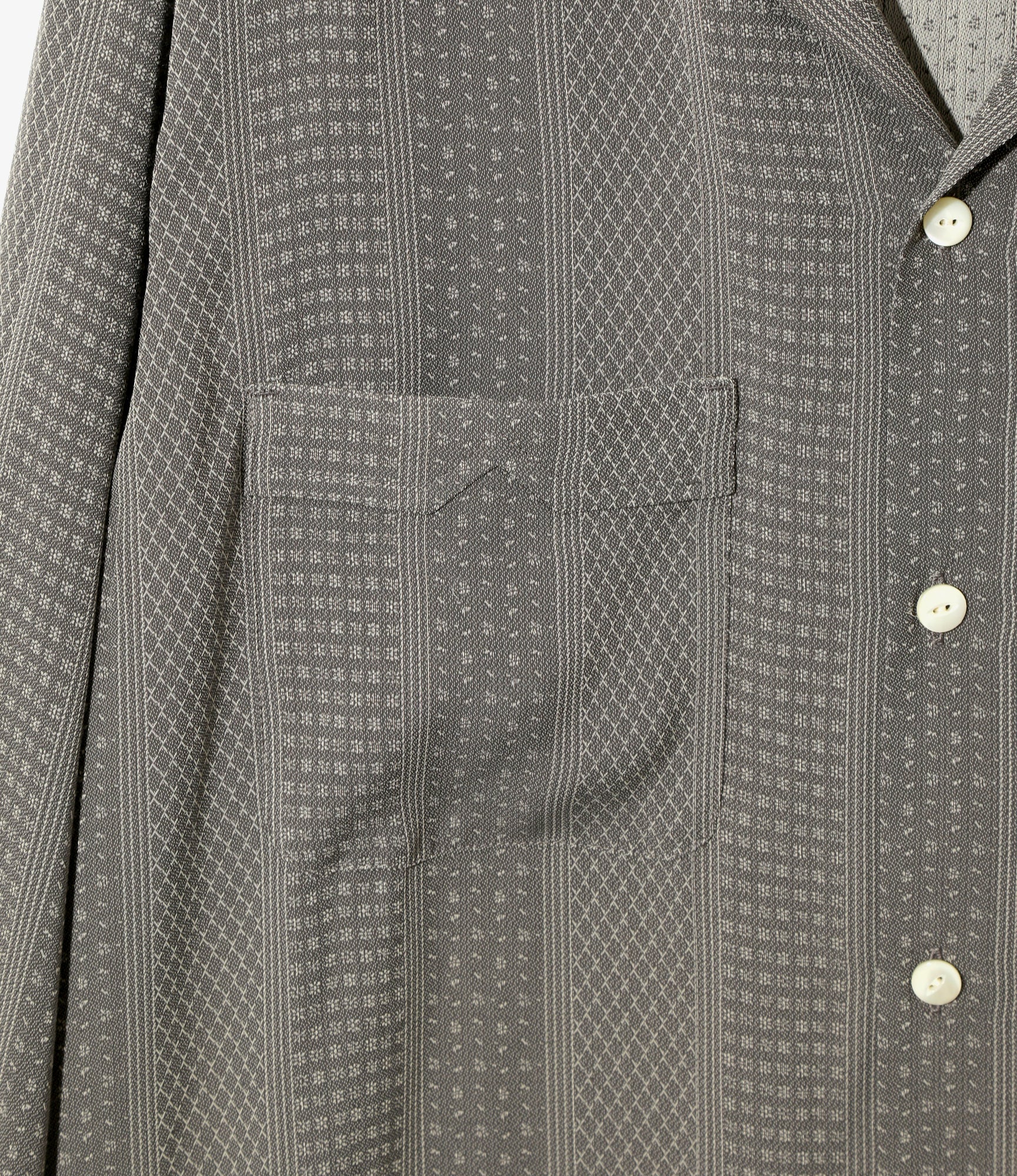 Open Collar Shirt – Grey Foulard Stripe Jacquard
