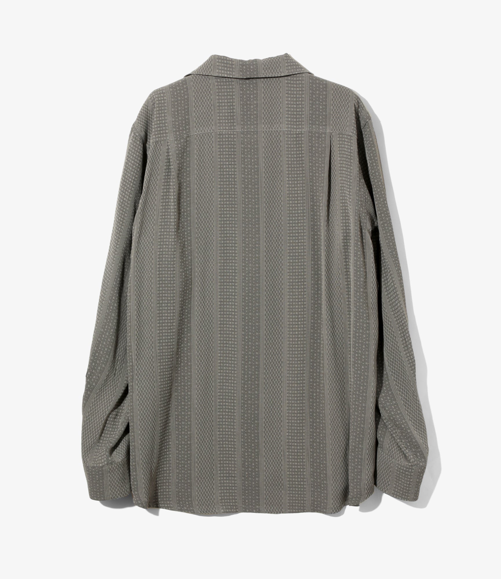 Open Collar Shirt – Grey Foulard Stripe Jacquard