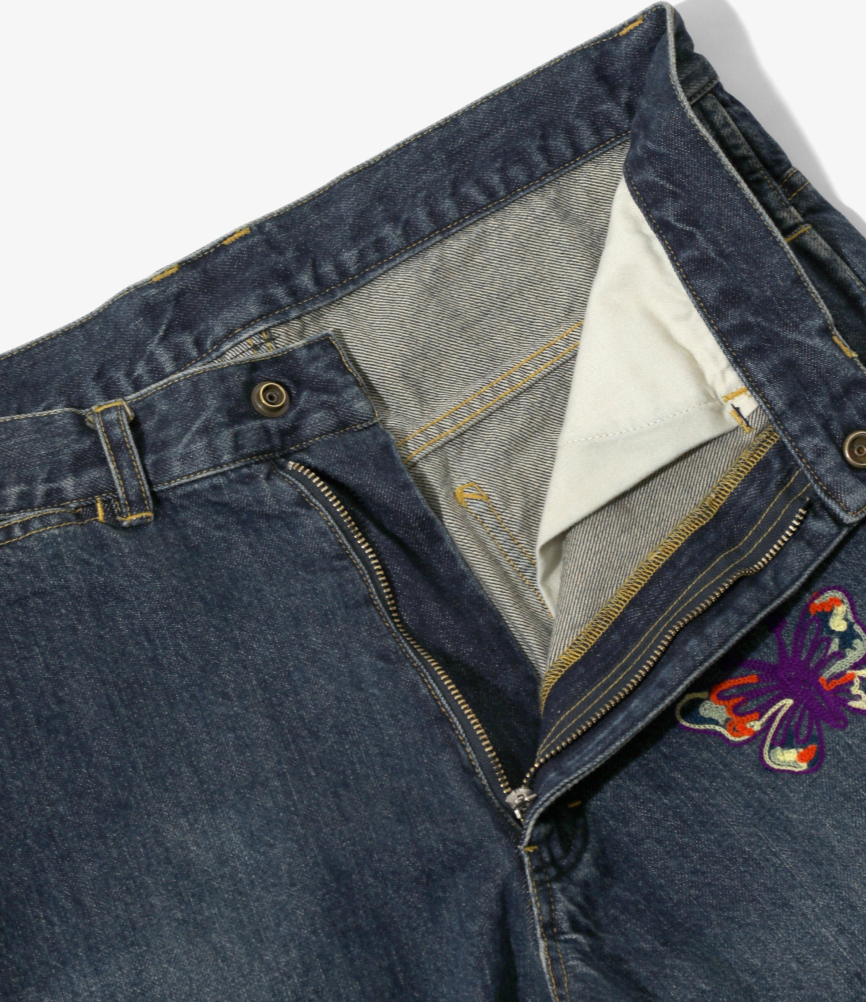 Papillon Embroidered Boot-Cut Jean – Indigo 12oz Denim