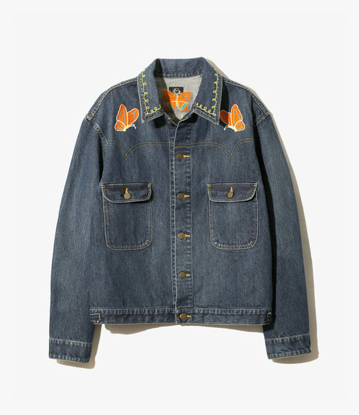 ジャケット・アウター Needles 13oz Denim / Papillon Jq. Jacket Needles-Papillon-Embroidered-