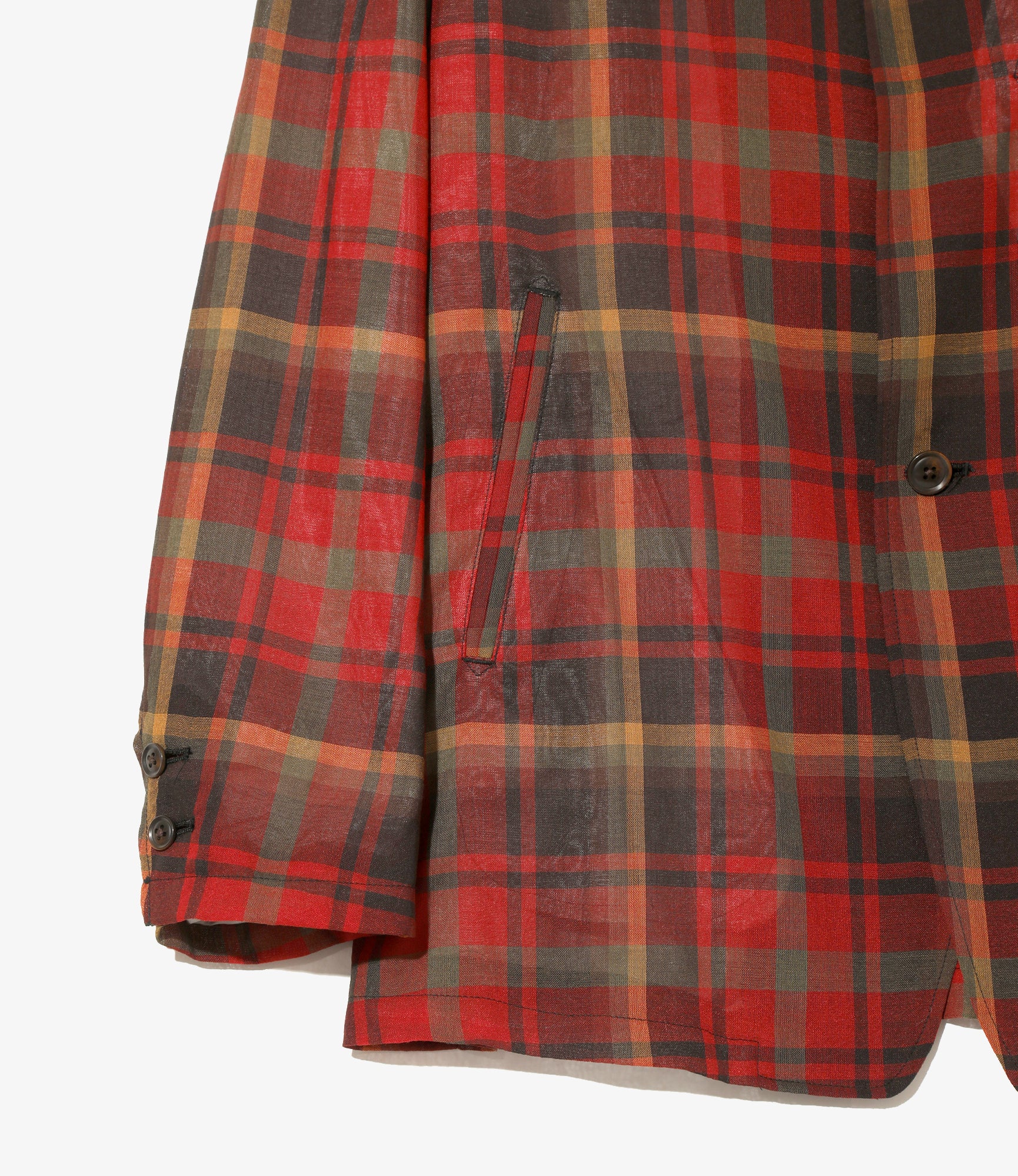 Pin Lapel 2B Jacket – Red Plaid Boiled Wool Blend