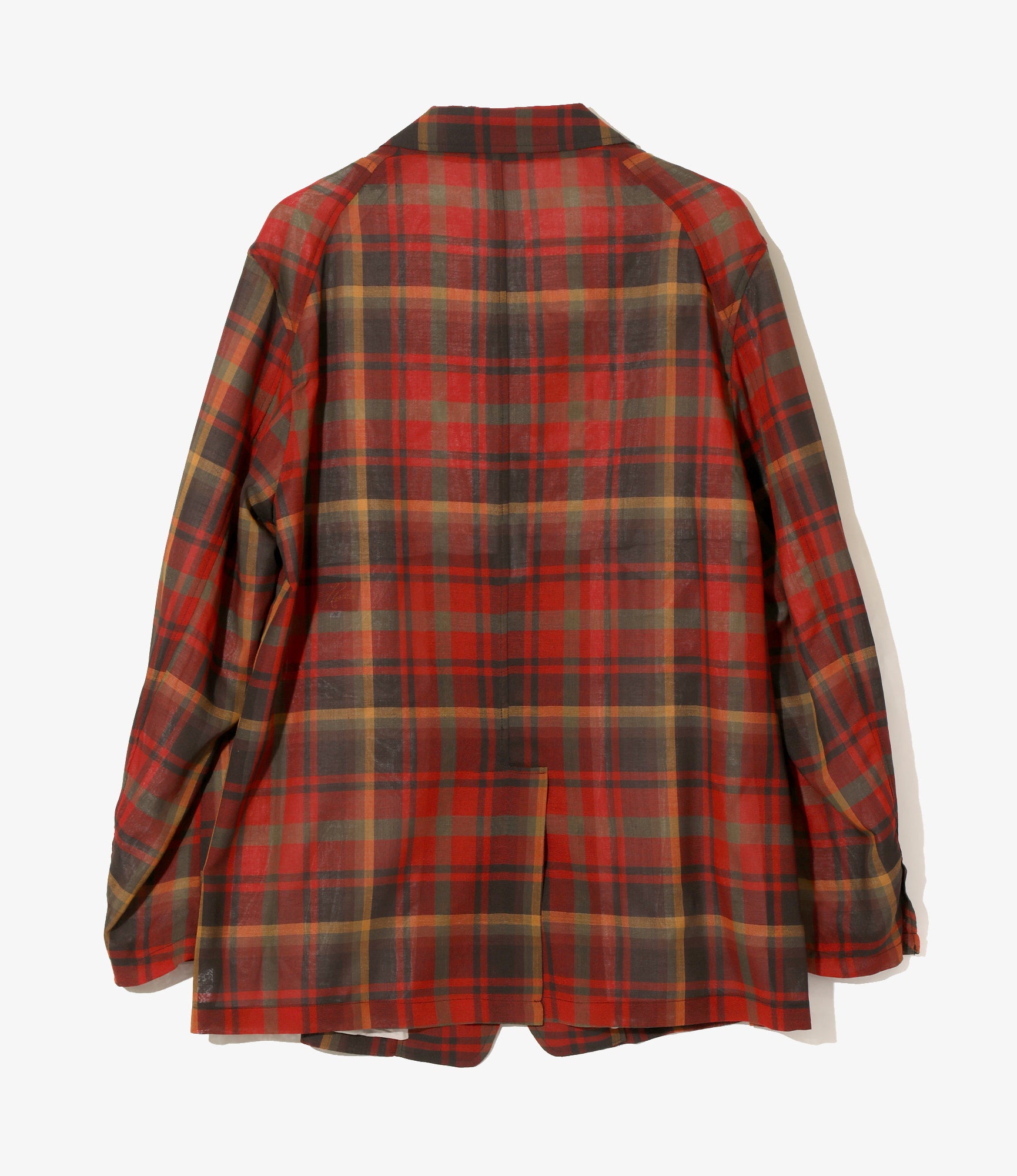 Pin Lapel 2B Jacket – Red Plaid Boiled Wool Blend