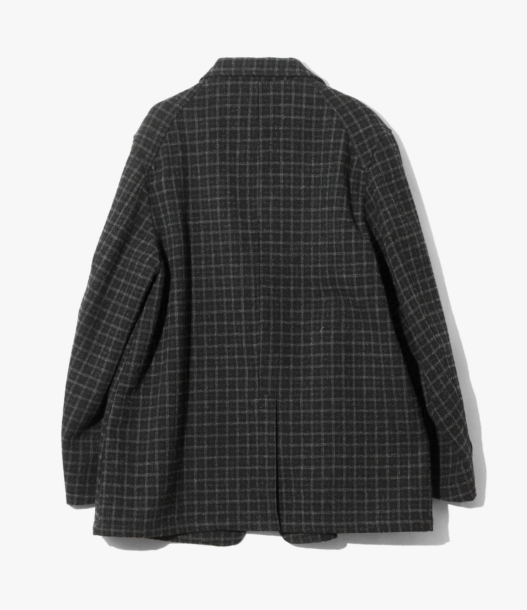 Pin Lapel Blazer – Charcoal Plaid Tweed
