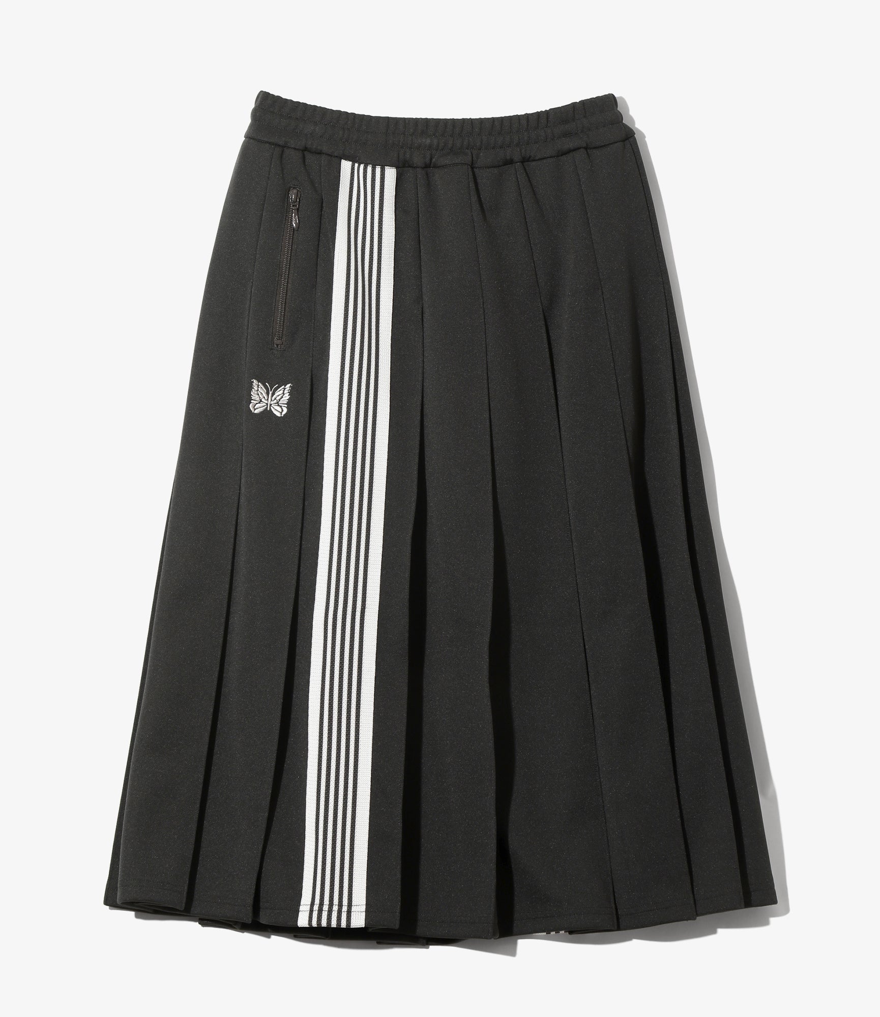 Pleated Track Skirt – Charcoal Smooth Polyester