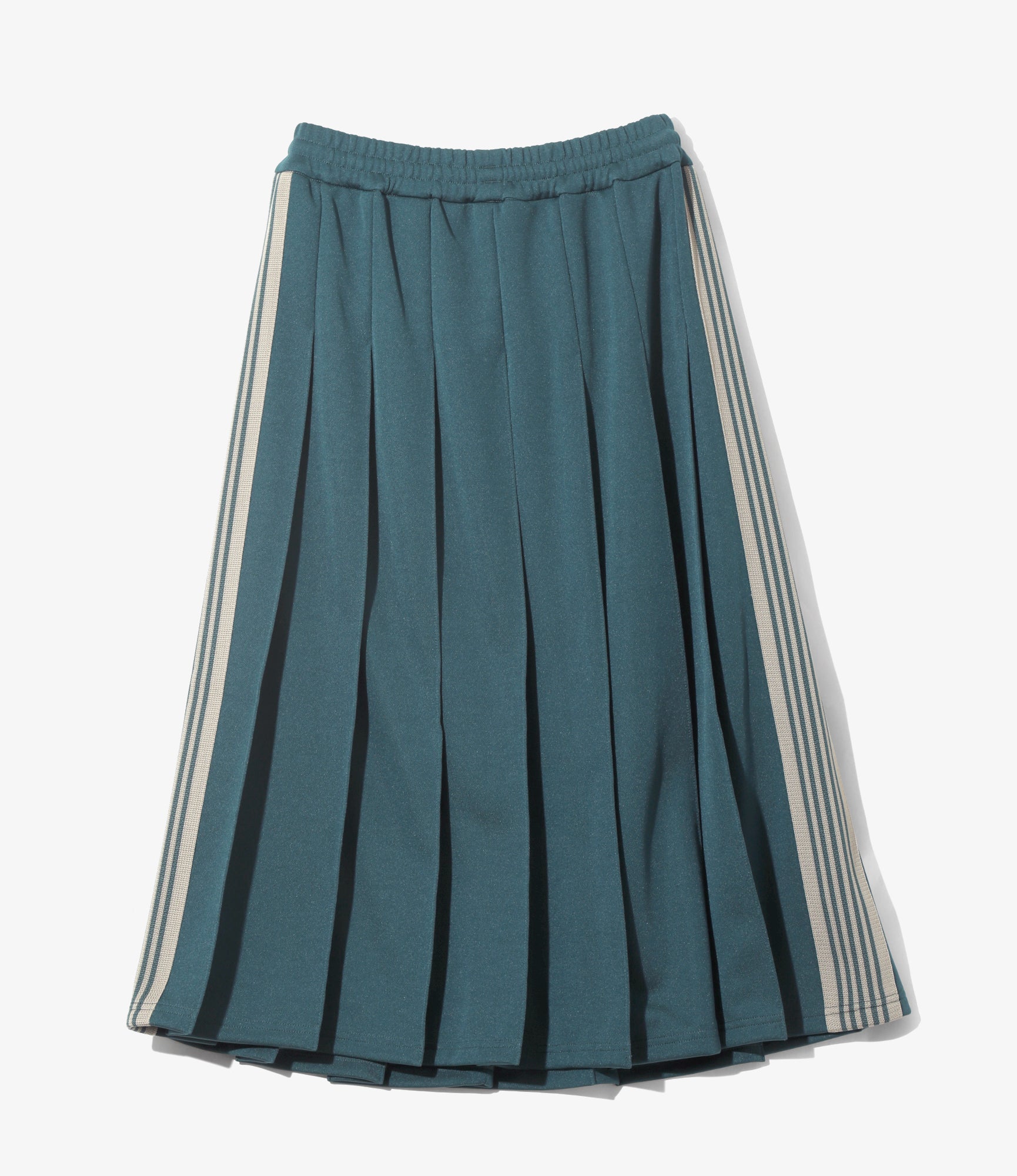 Pleated Track Skirt – Green Smooth Polyester