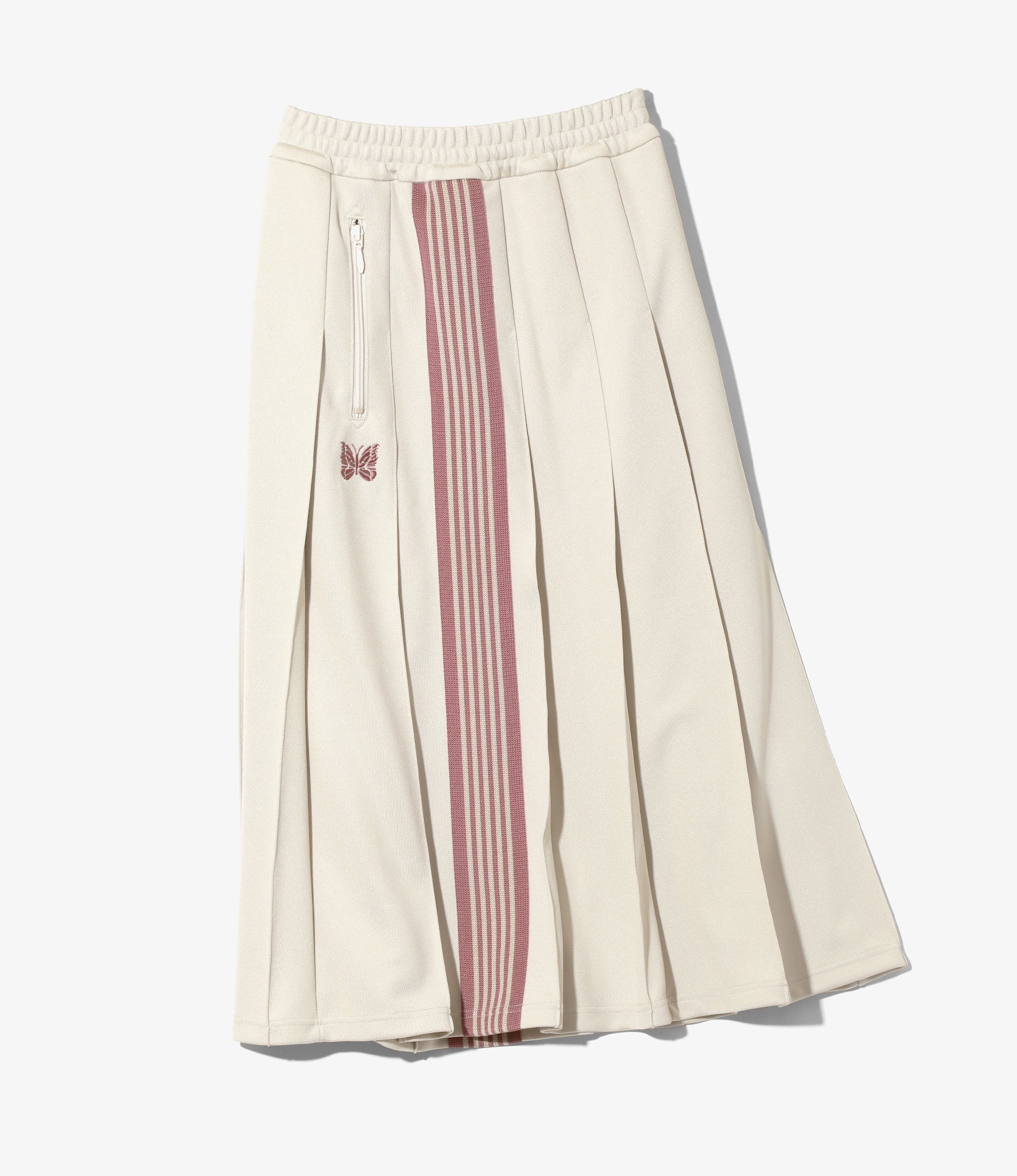 Pleated Track Skirt – Ivory Smooth Polyester