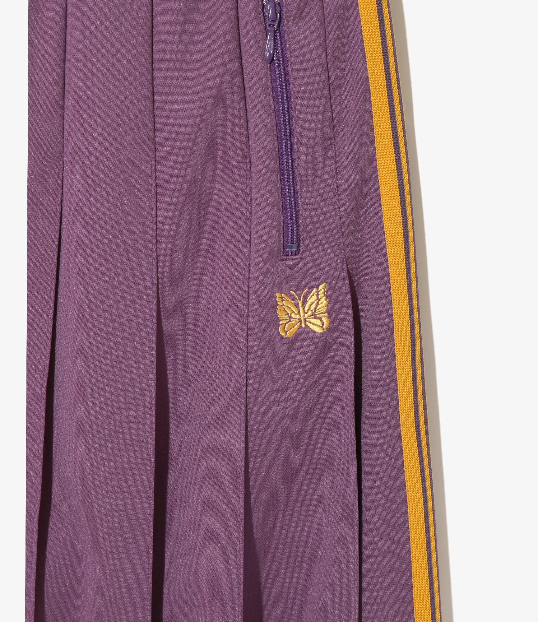 Pleated Track Skirt – Purple Smooth Polyester