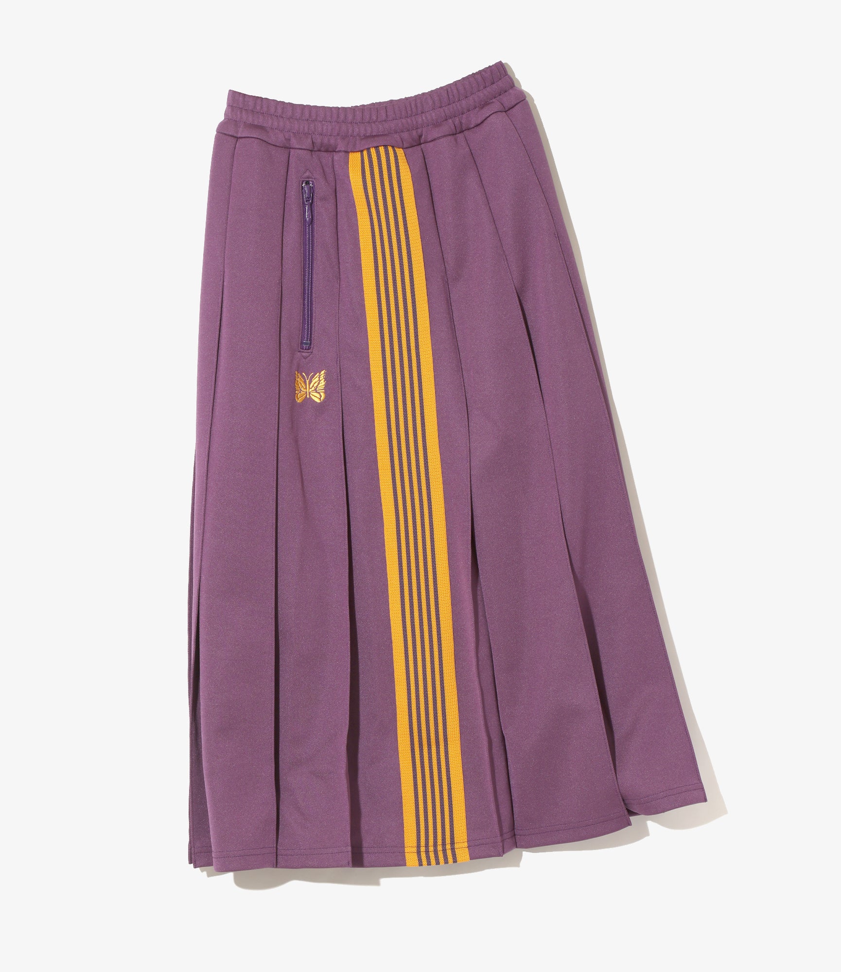 Pleated Track Skirt – Purple Smooth Polyester