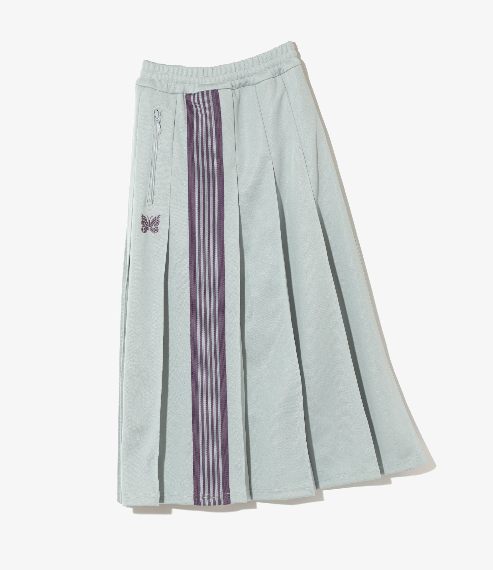 Pleated Track Skirt – Sax Blue Smooth Polyester