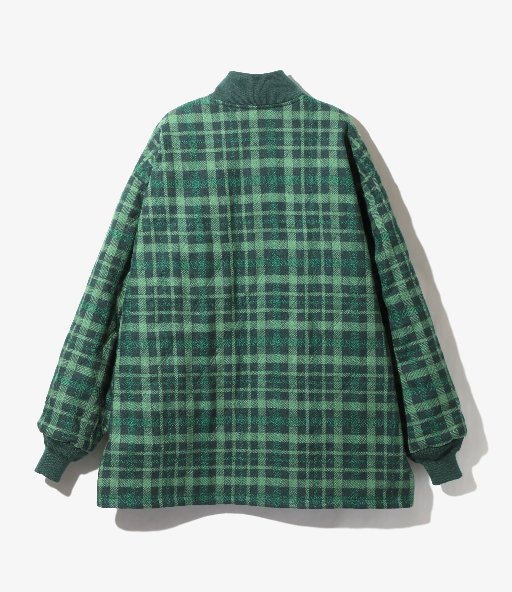 Quilted Sur Coat – Green Wool Plaid Twill