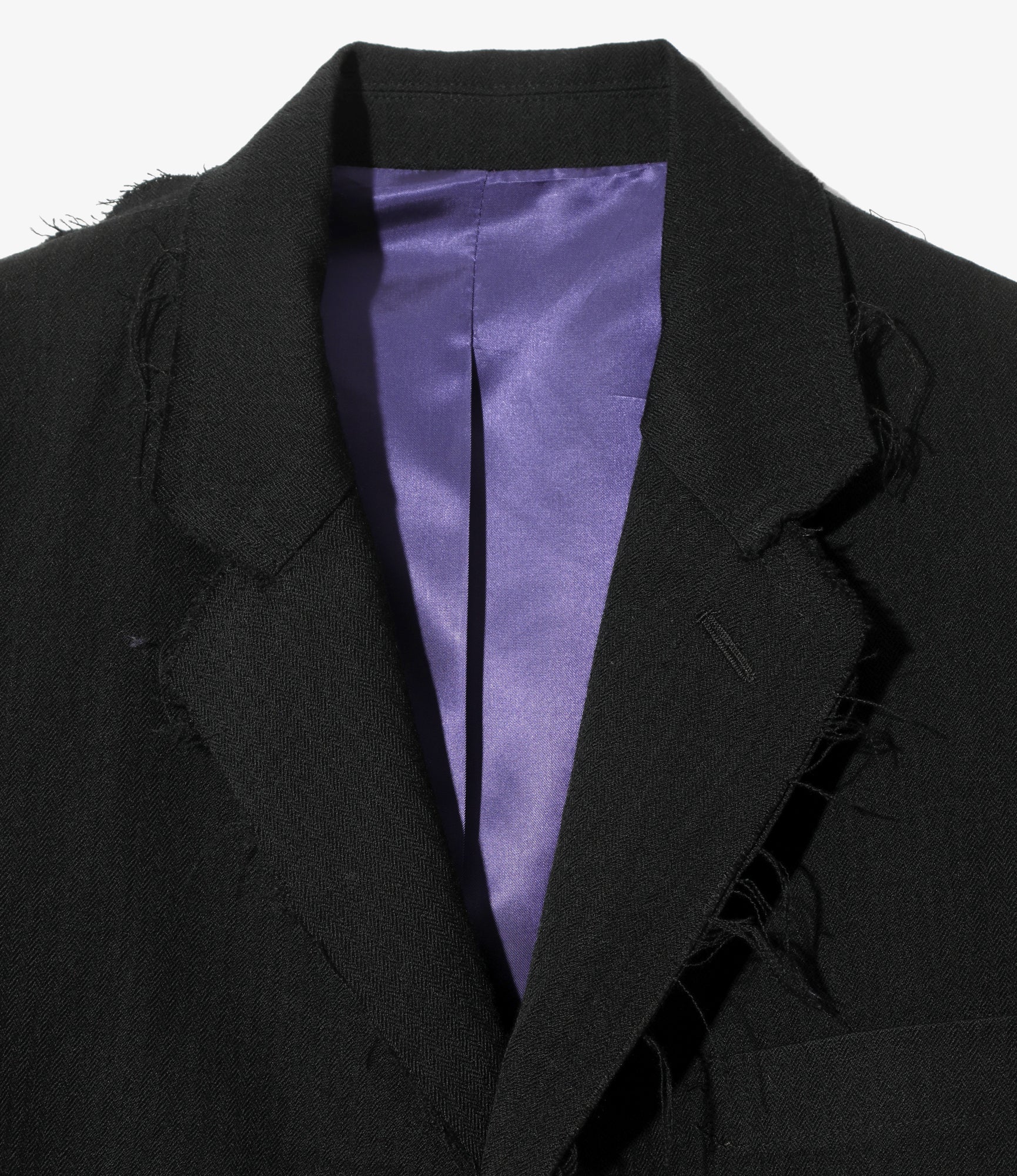 Raw Edge Jacket – Black Herringbone Wool/Linen