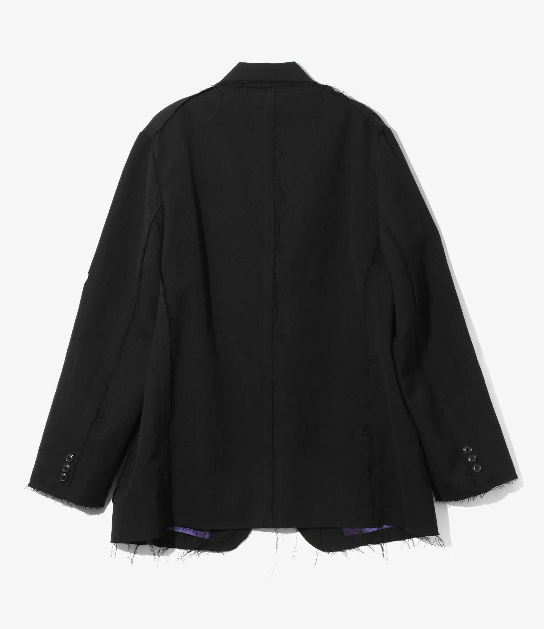 Raw Edge Jacket – Black Herringbone Wool/Linen