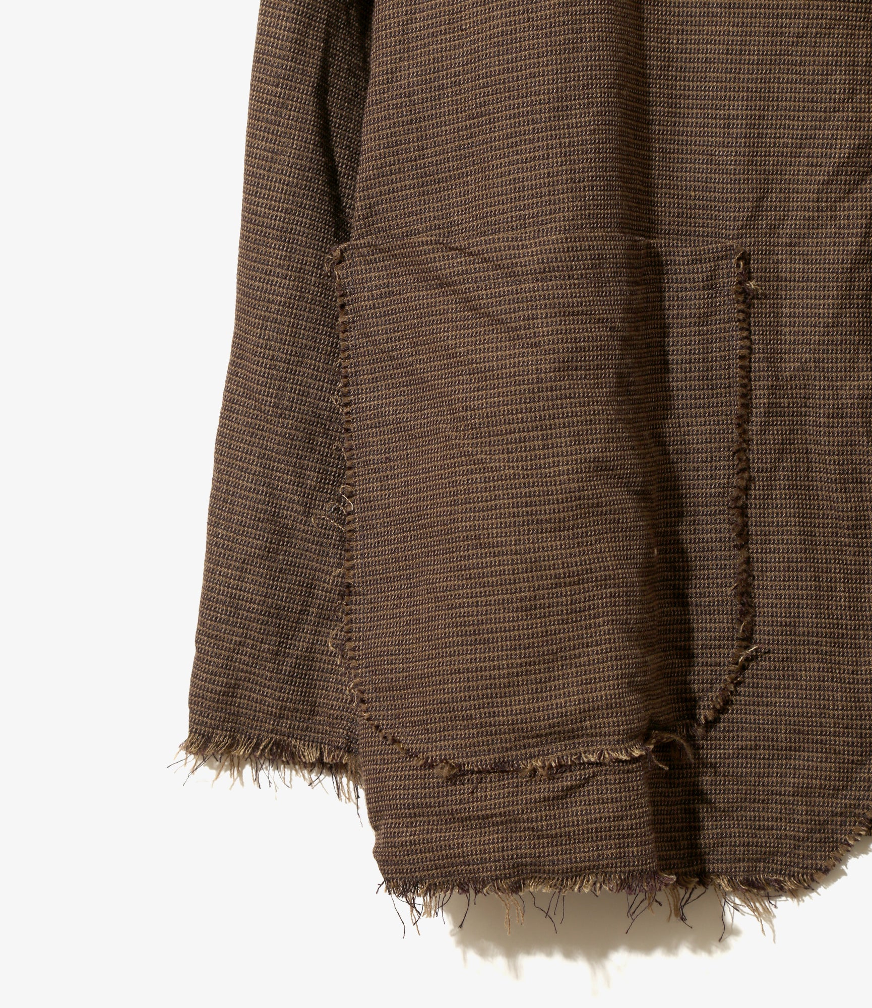 Raw Edge Jacket – Brown Houndstooth Linen/Wool Blend