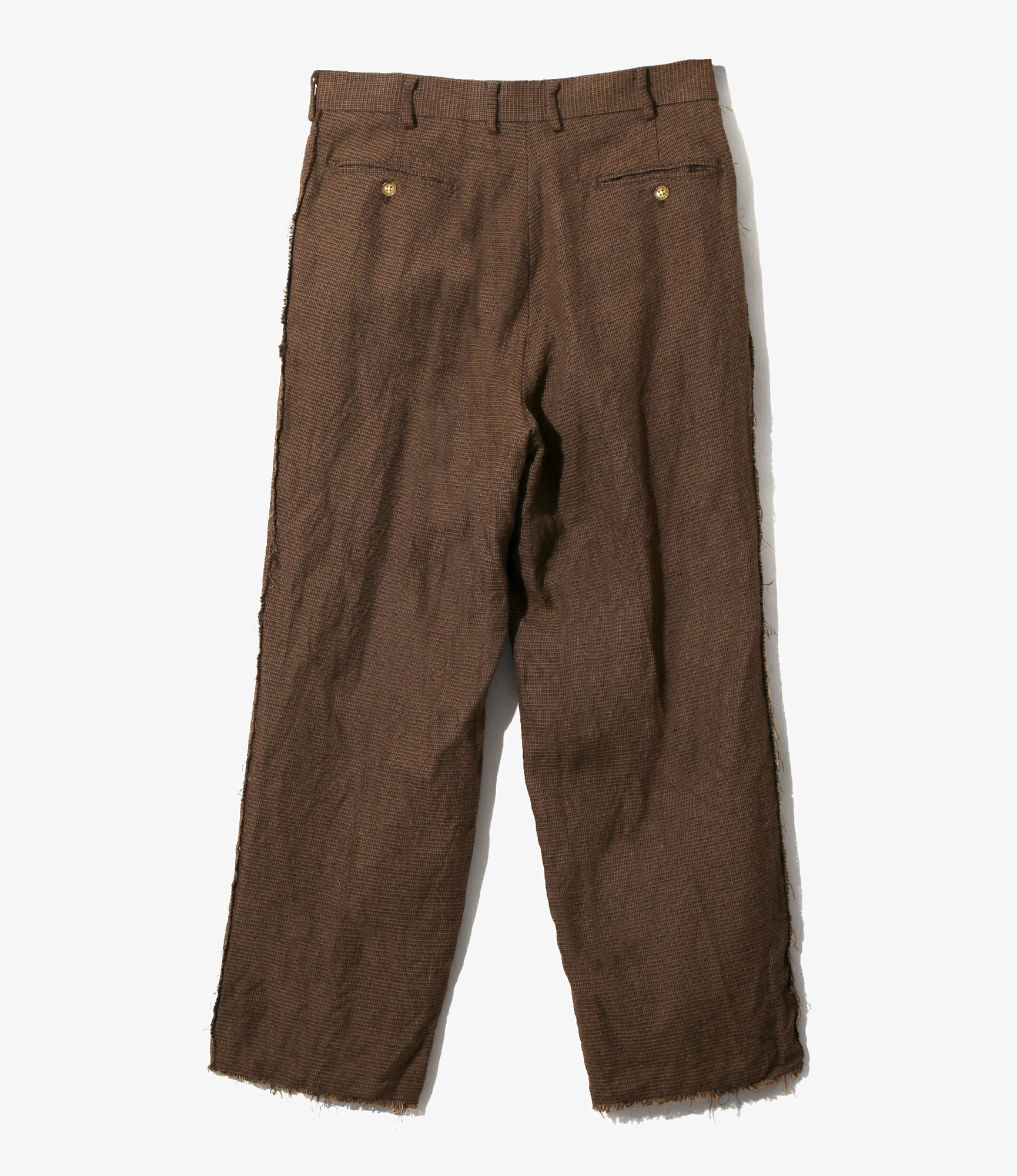 Raw Edge Trouser – Brown Houndstooth Linen/Wool Blend